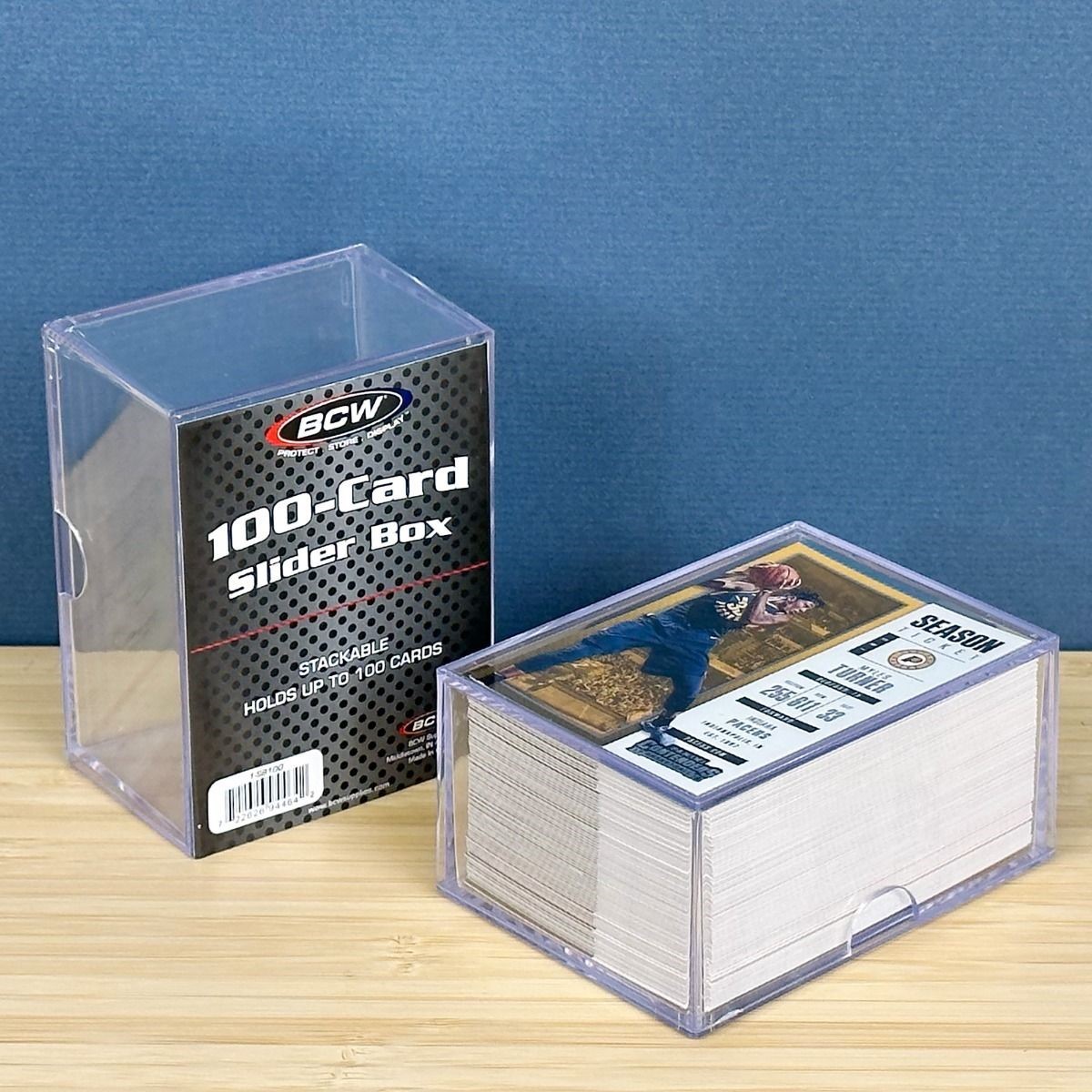 BCW Clear Slider Boxes Hold 100 Standard Cards – Baseball Basketball Storage