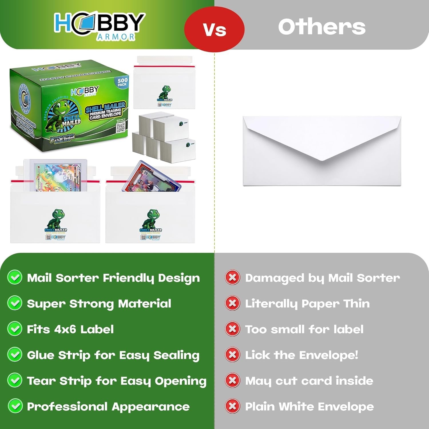 Trading Card Shipping Envelopes, 7 x 4.35 Inches