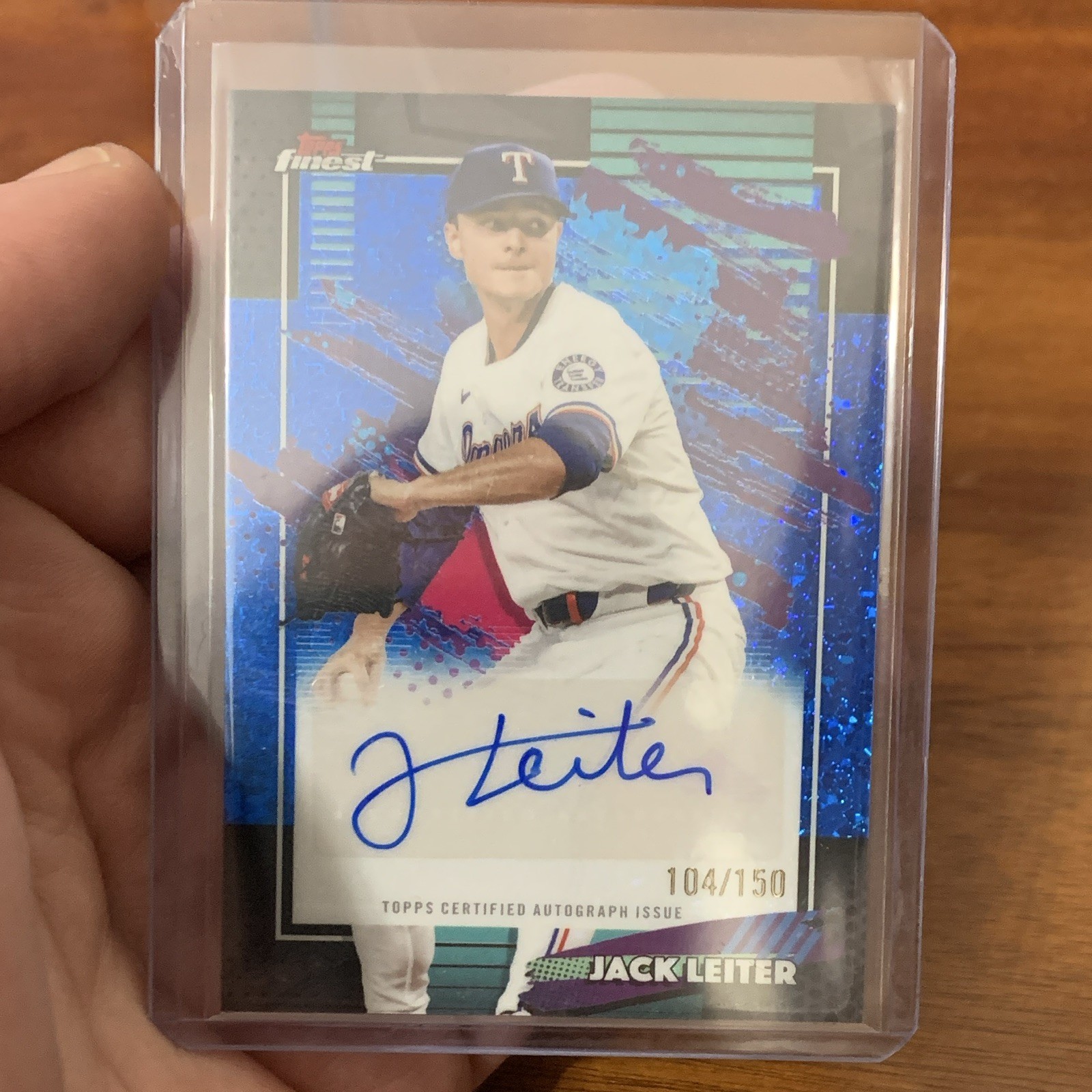 Topps Finest 2026 Jack Leiter Texas Rangers. Auto FMA-JL #104/150