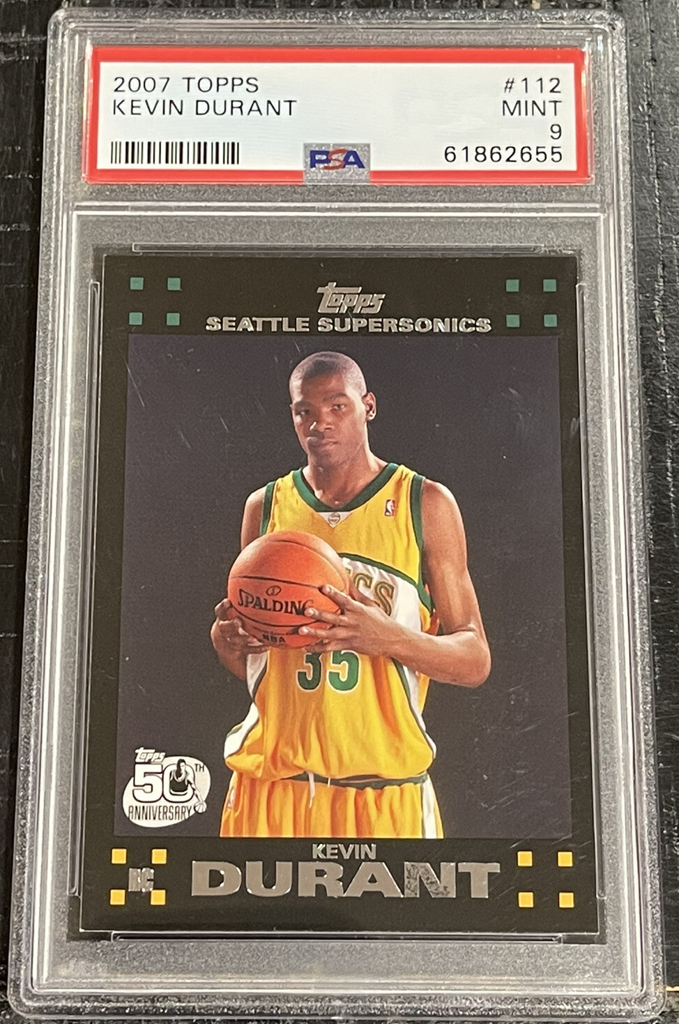 2007 Topps Kevin Durant ROOKIE PSA 9 MINT #112 RC CLEAN BLACK BORDERS ~2655
