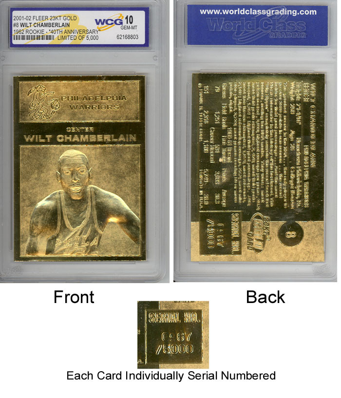 RARE Gem-Mint 10 WILT CHAMBERLAIN Fleer ROOKIE Gold Card – MUST SEE