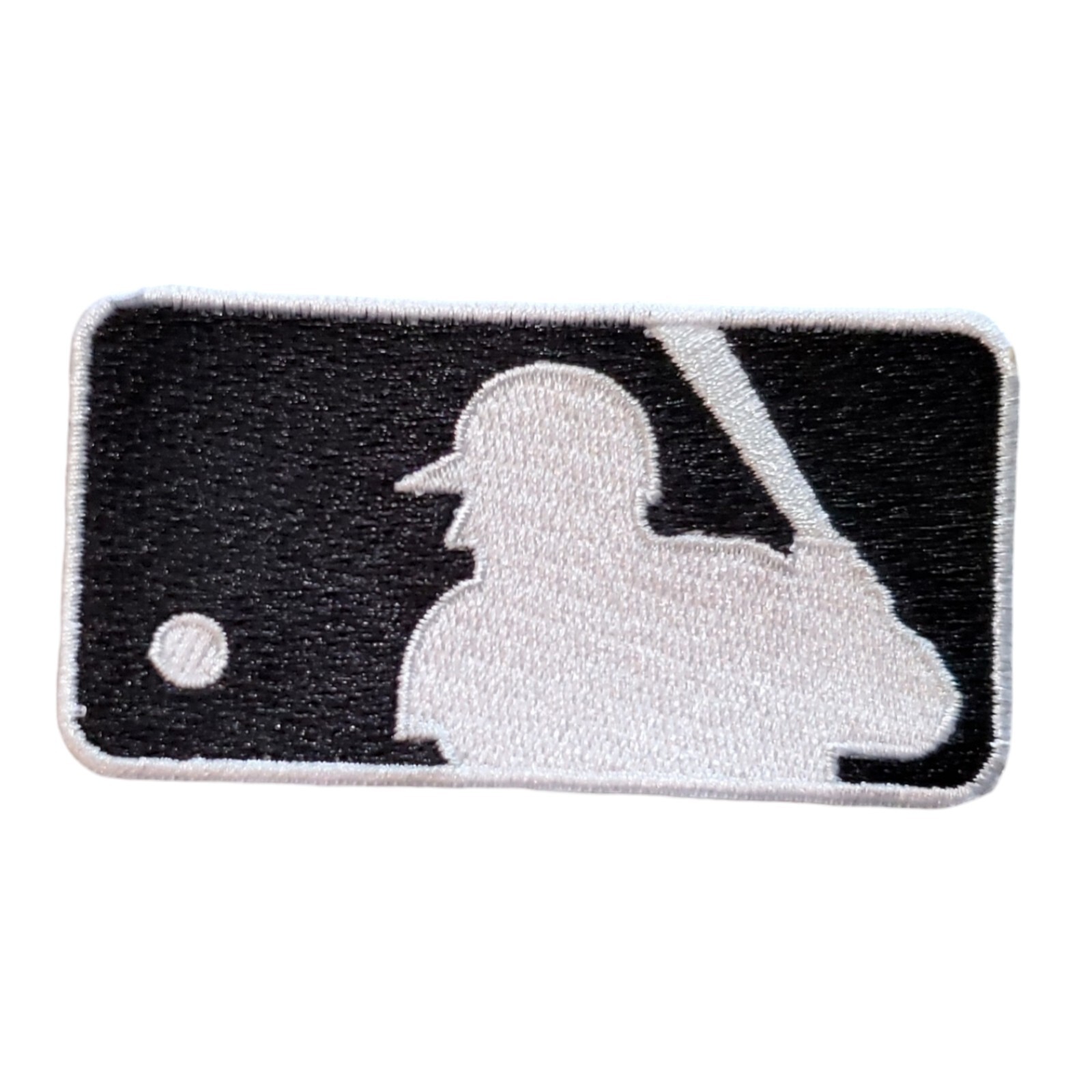 MLB Logo Patch. Black And White. Baseball. Embroidered. Iron On Backing. 3″x1.5″