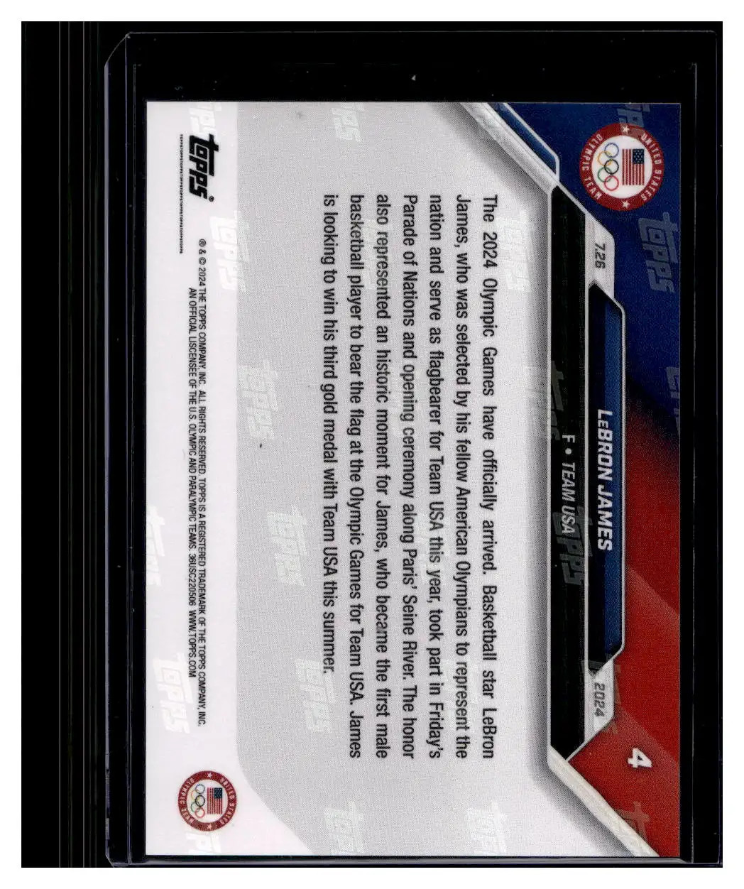 2024 Topps Now Olympics #4 LeBron James Base Card (Qty)