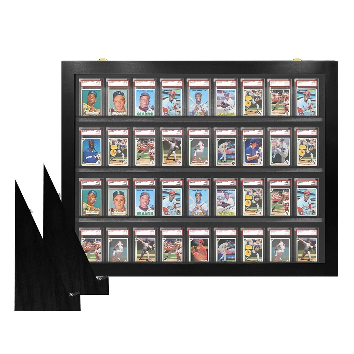 Graded Trading Card Display Case 36 PSA Slabs Tabletop USA Sport Wood Show Stand
