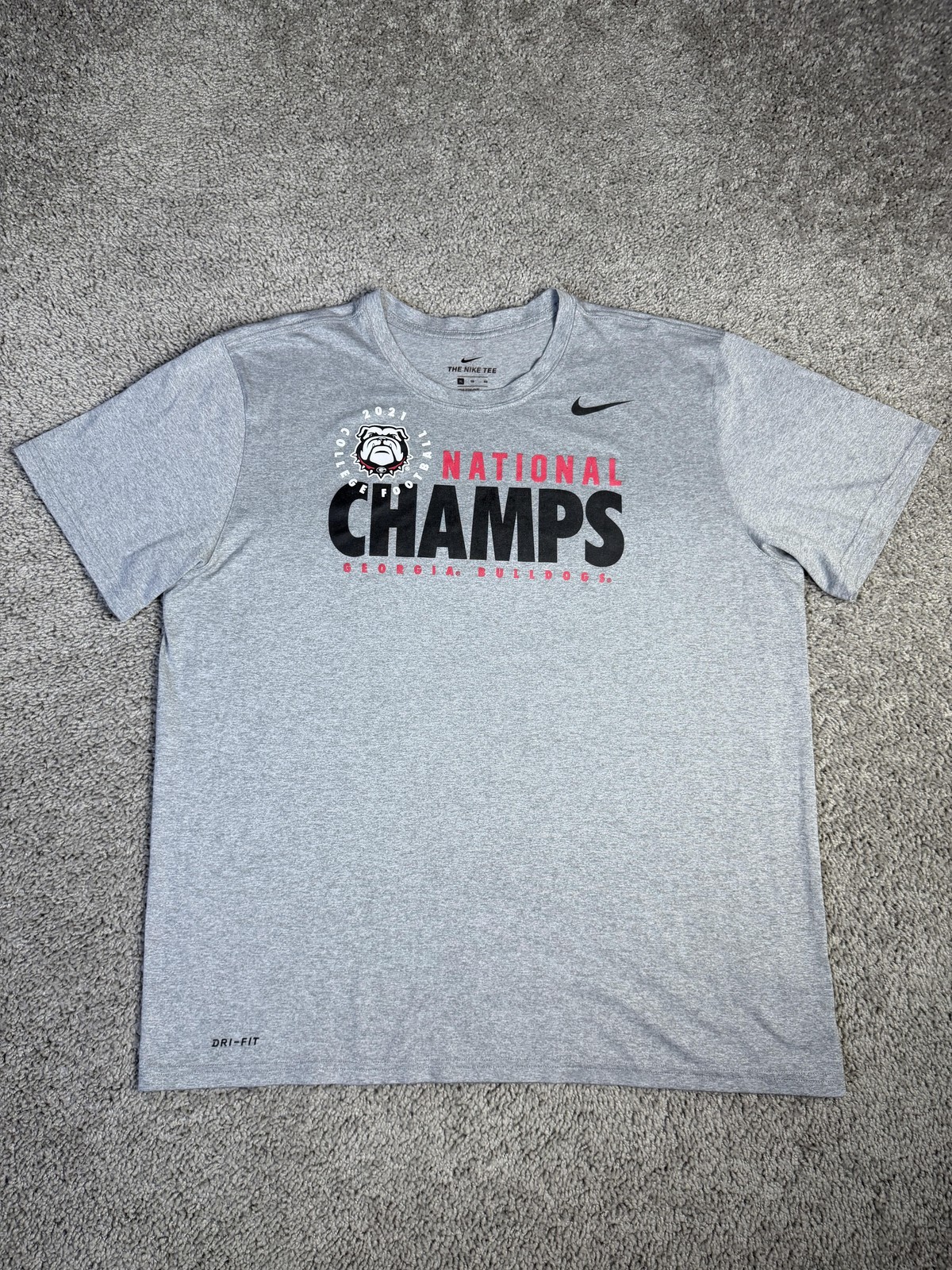 Georgia Bulldogs Shirt Mens XL Gray NCAA Football Nike Dri-Fit 2021 Champs