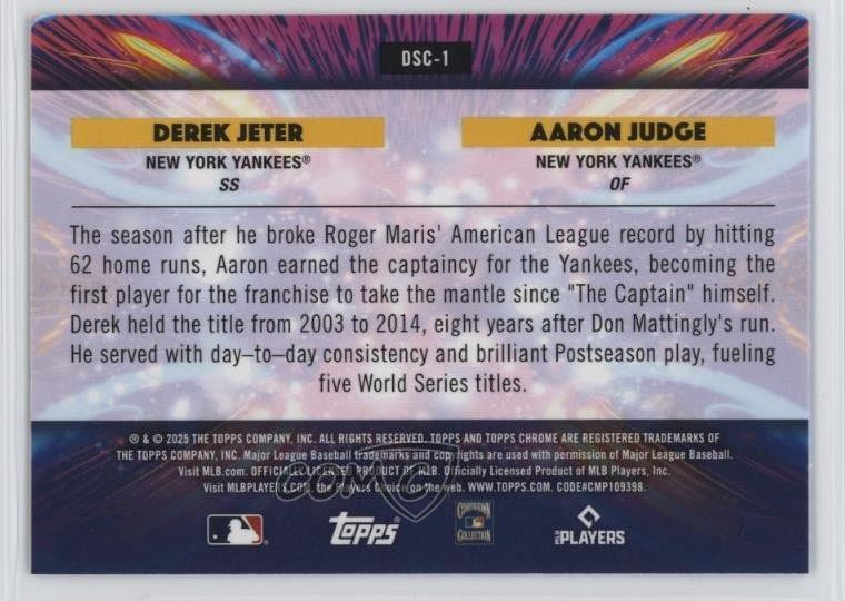 2025 Topps Cosmic Chrome Star Clusters Derek Jeter Aaron Judge #DSC-1 HOF 1t2r