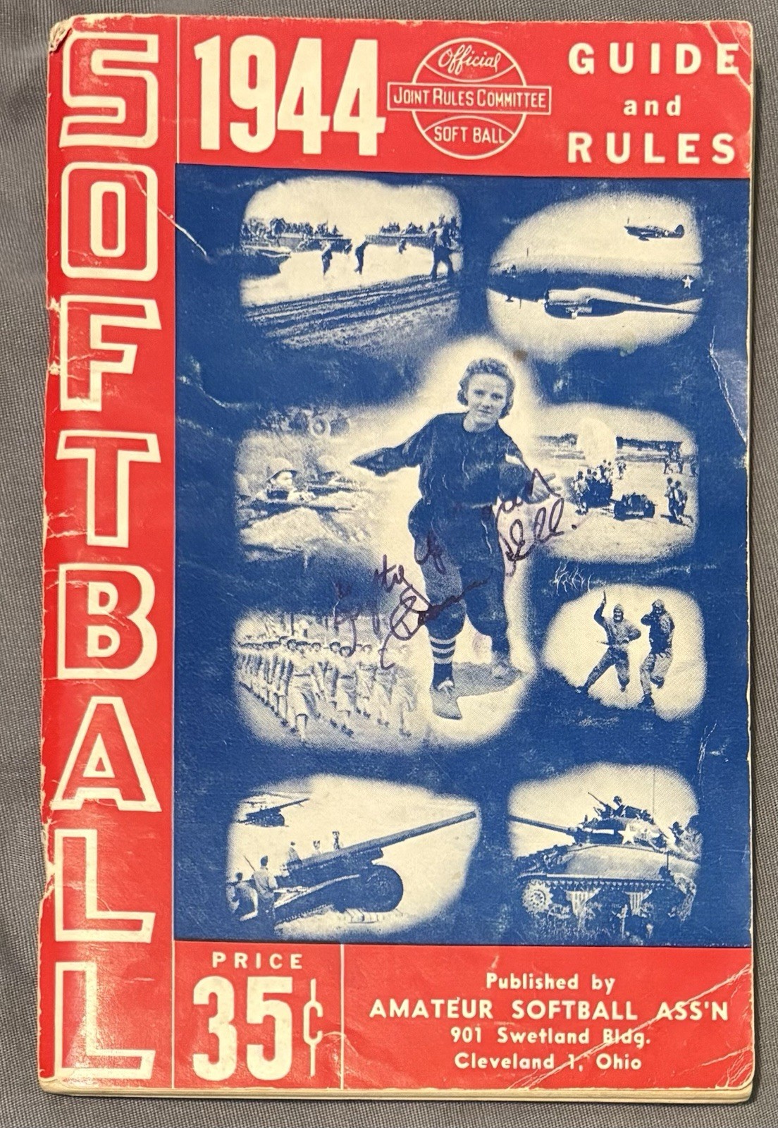AAGPBL LHP Amy Lefty Applegren Signed 1944 Softball Rule Book 1945 No Hitter