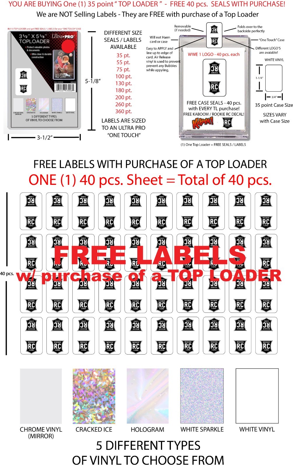 ONE TOUCH STICKERS FREE PANINI RC ROOKIE CARD LABELS PANINI RC LOGO LABELS