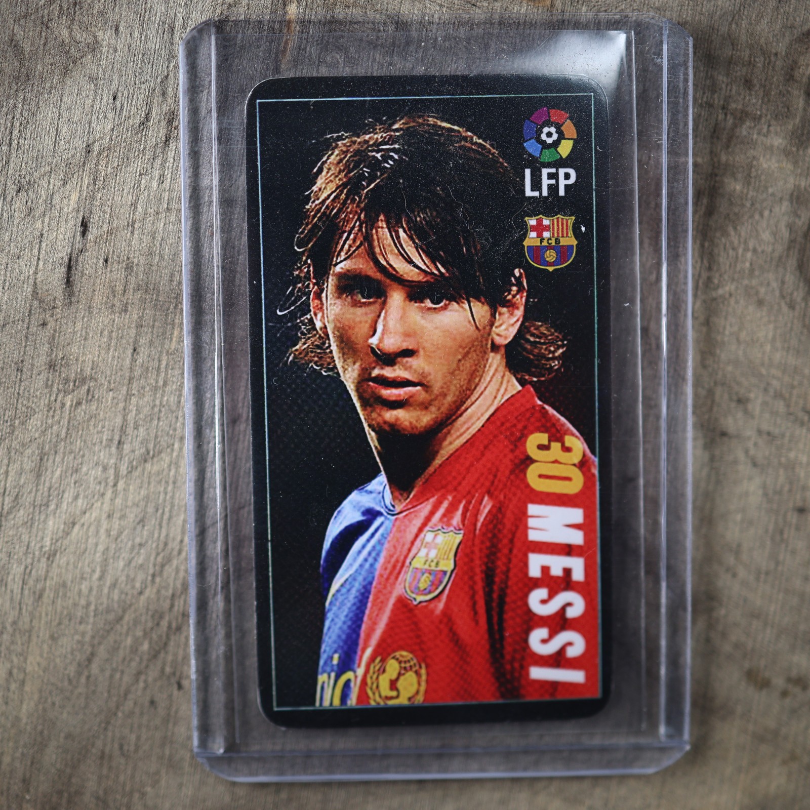 2004 Lionel Messi #30 LFP Italian Promo Mini Card Campiones Barcelona Black