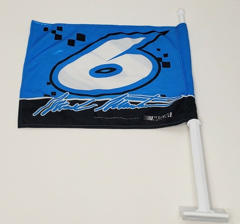 Mark Martin #6 NASCAR 2-Sided 13×10.5″ Car Flag Wincraft Stand Made in USA EUC