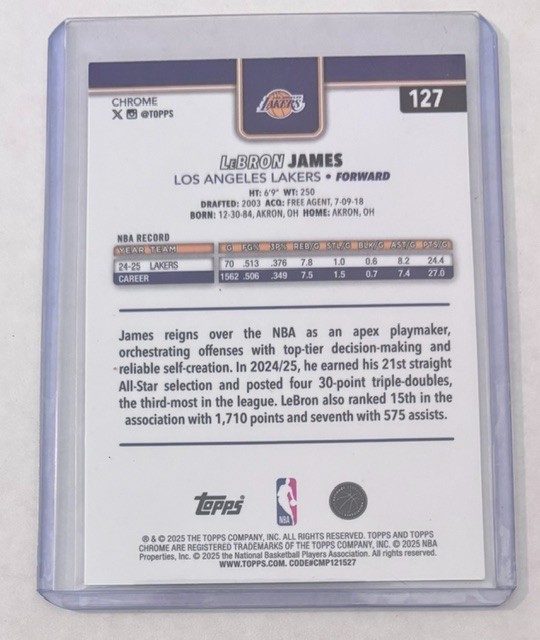 LeBron James 2025-26 Topps Chrome #127 XFractor