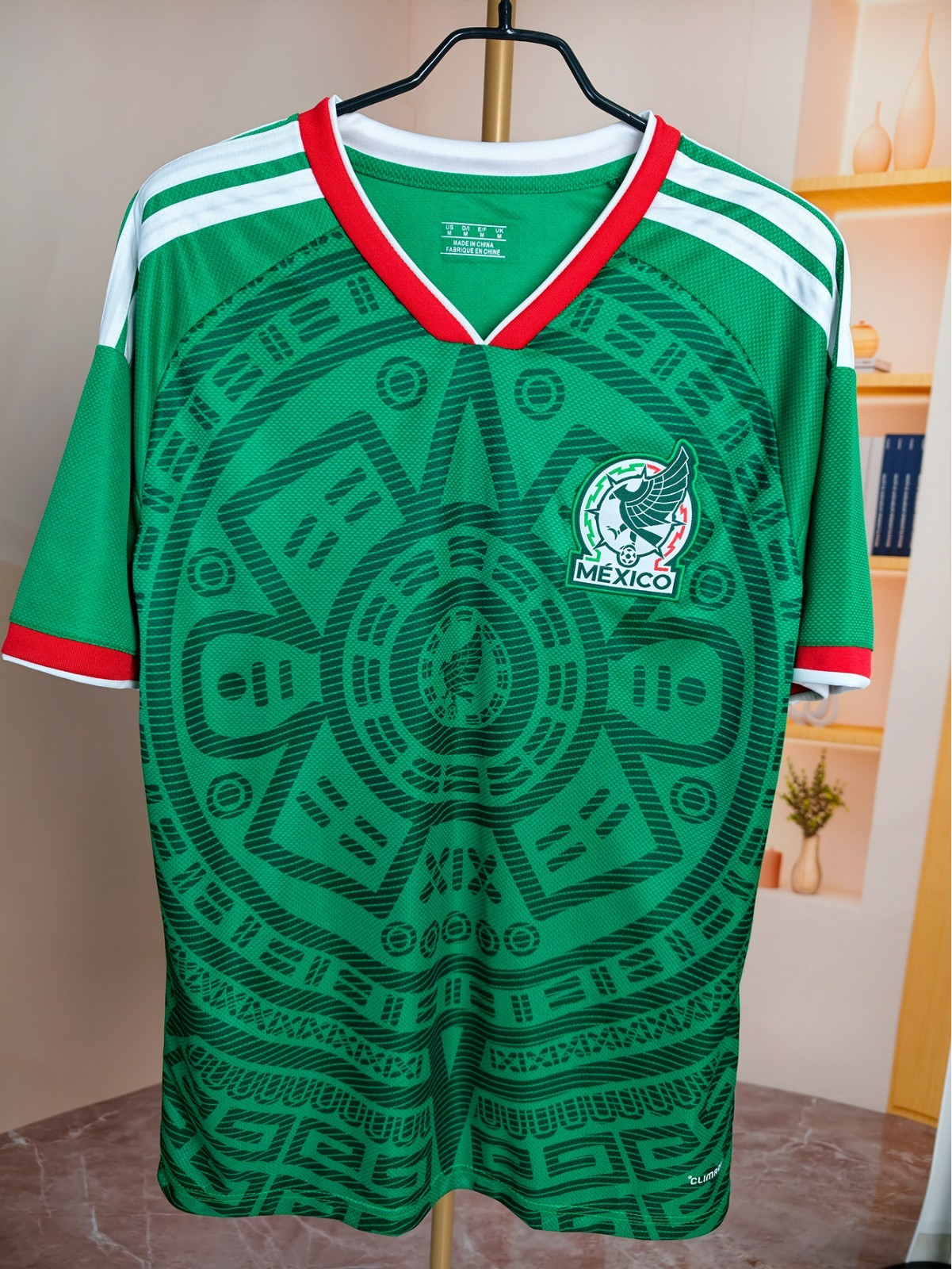 Unisex 2026 World Cup Mexico Home Soccer Jersey,Aztec Geometric Pattern