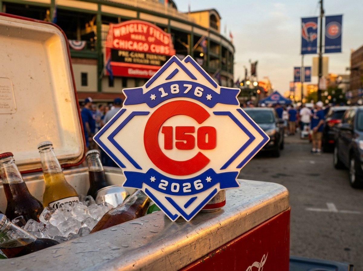 Chicago Cubs 150th Anniversary Sign 1876–2026 Wall Shelf Decor Man Cave