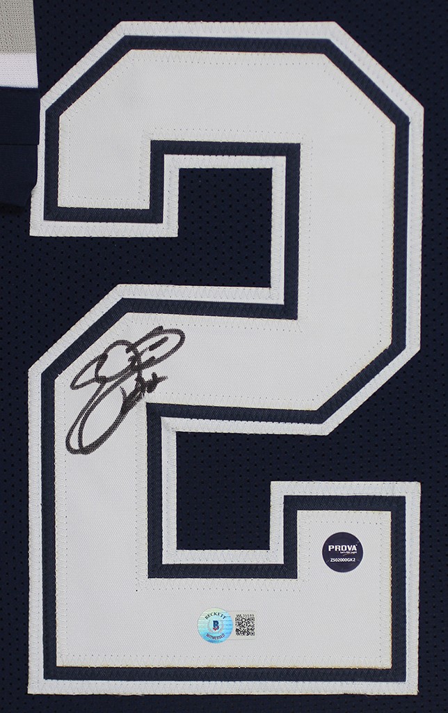 Emmitt Smith Autographed & Framed Blue Dalllas Cowboys Jersey Auto Beckett Cert