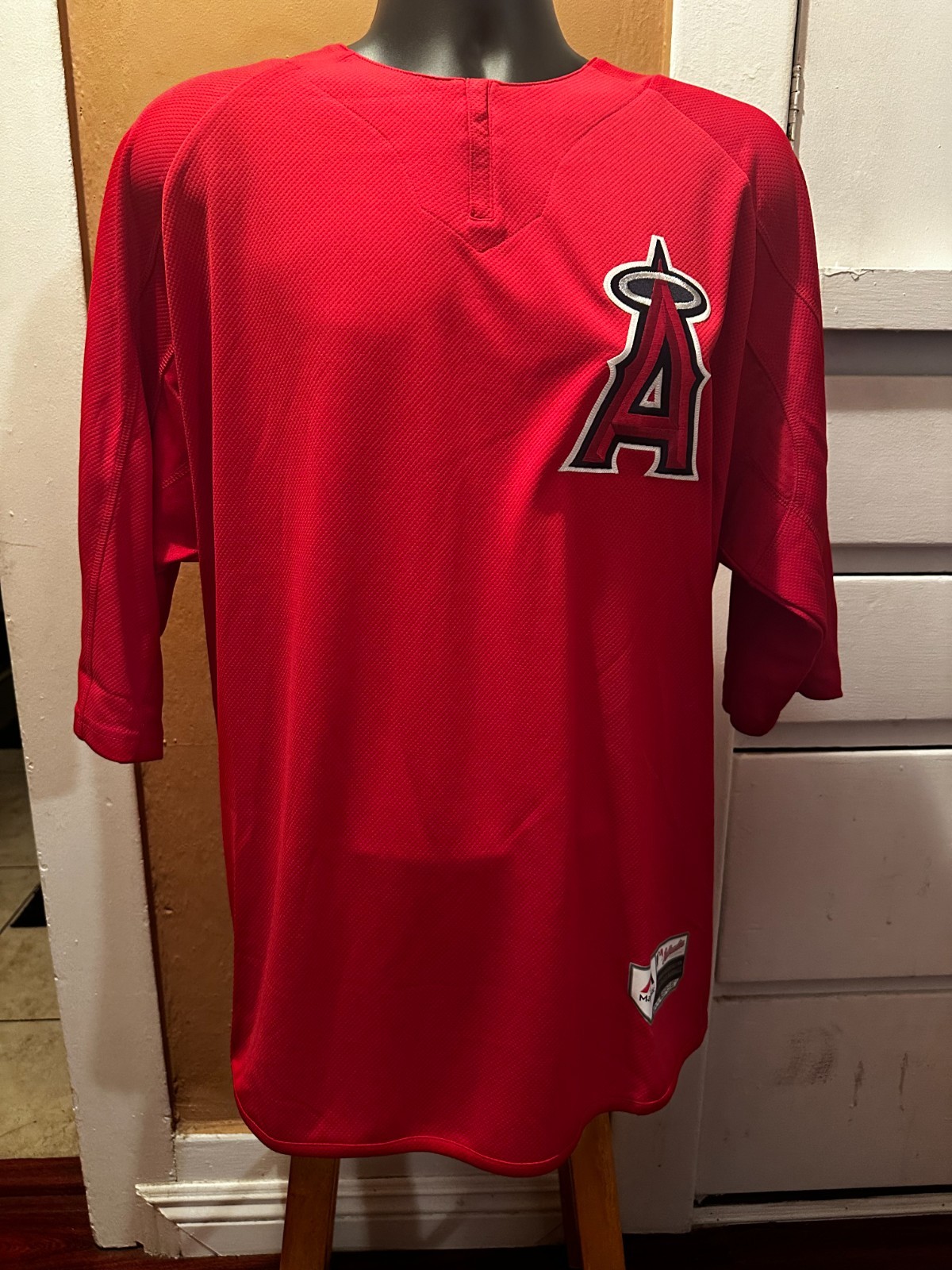 Anaheim Angels Majestic Batting Practice Red Baseball Jersey Men’s X-Large