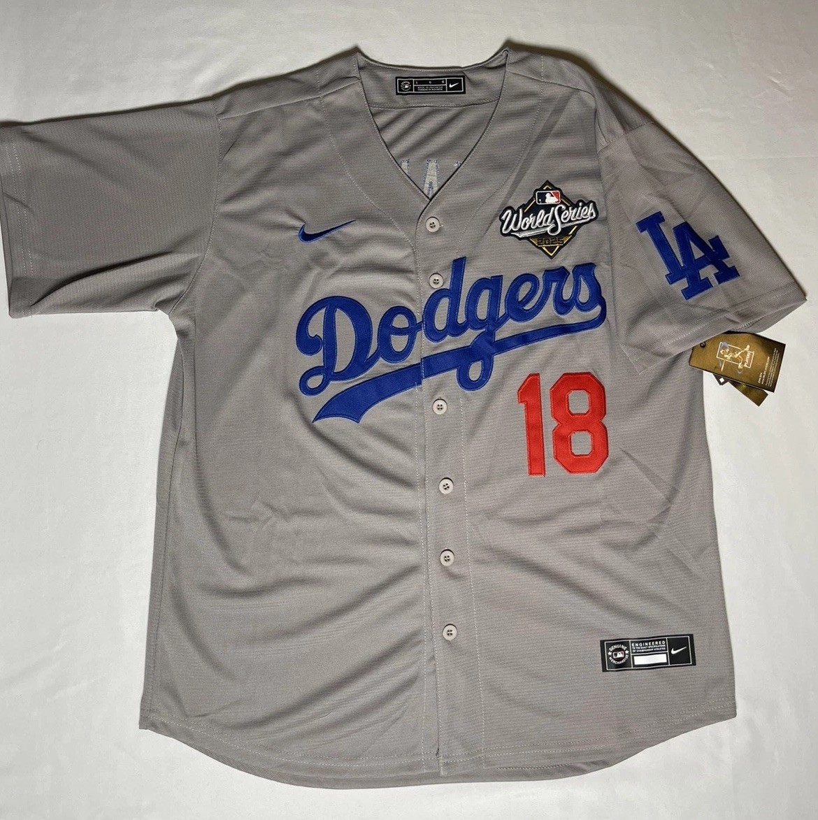 Los Angeles Dodgers Yoshinobu Yamamoto #18 World Series Gray Alternate Jersey