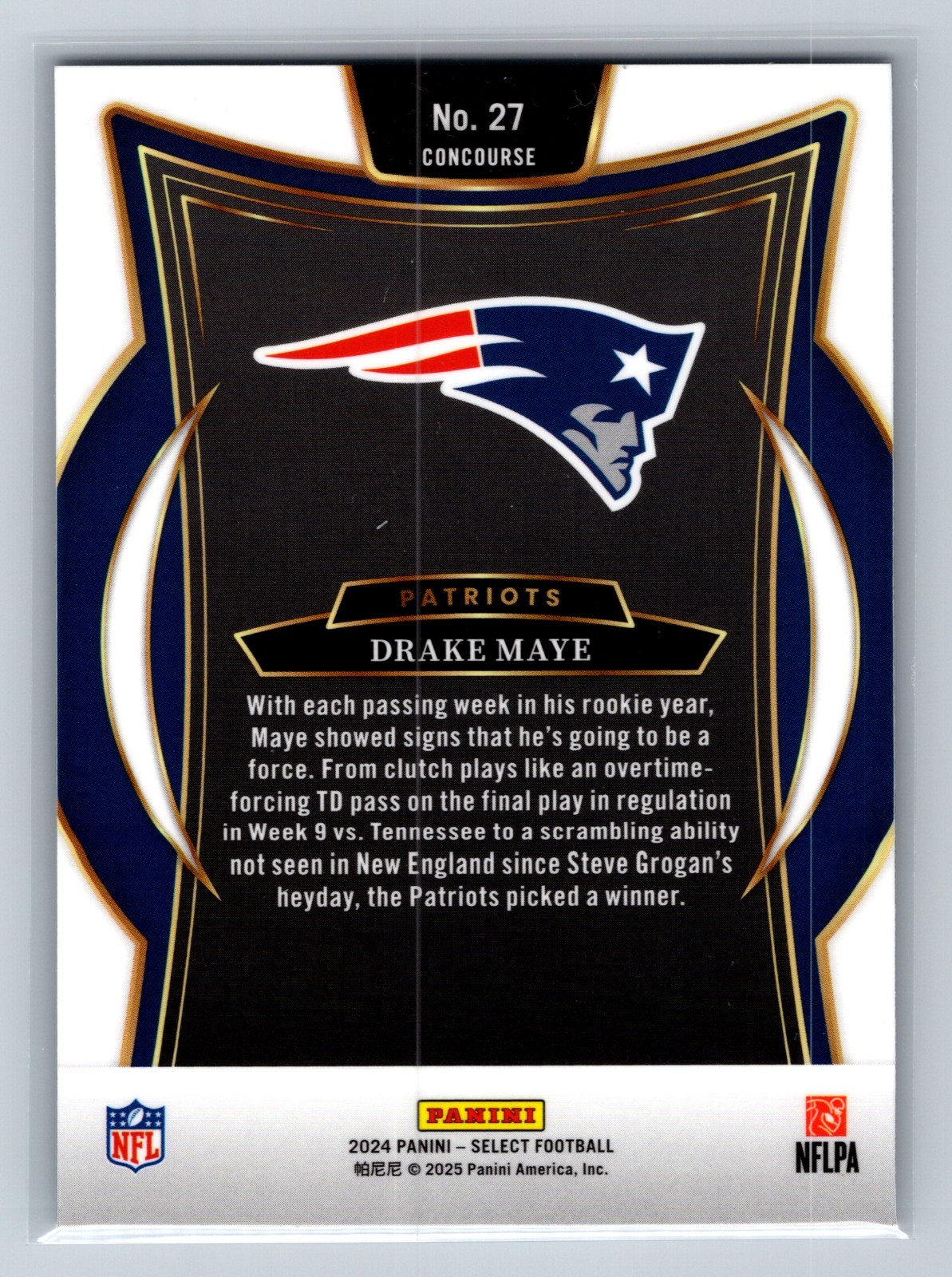 Drake Maye 2024 Panini Select Concourse RC #27 Patriots