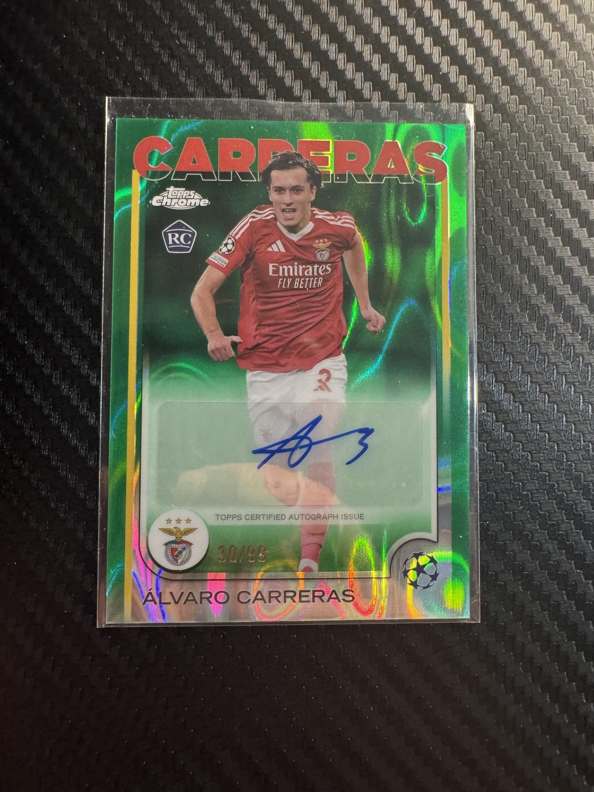 2024-25 Topps Chrome UEFA #CA-AC Alvaro Carreras Green Lava Auto #/99