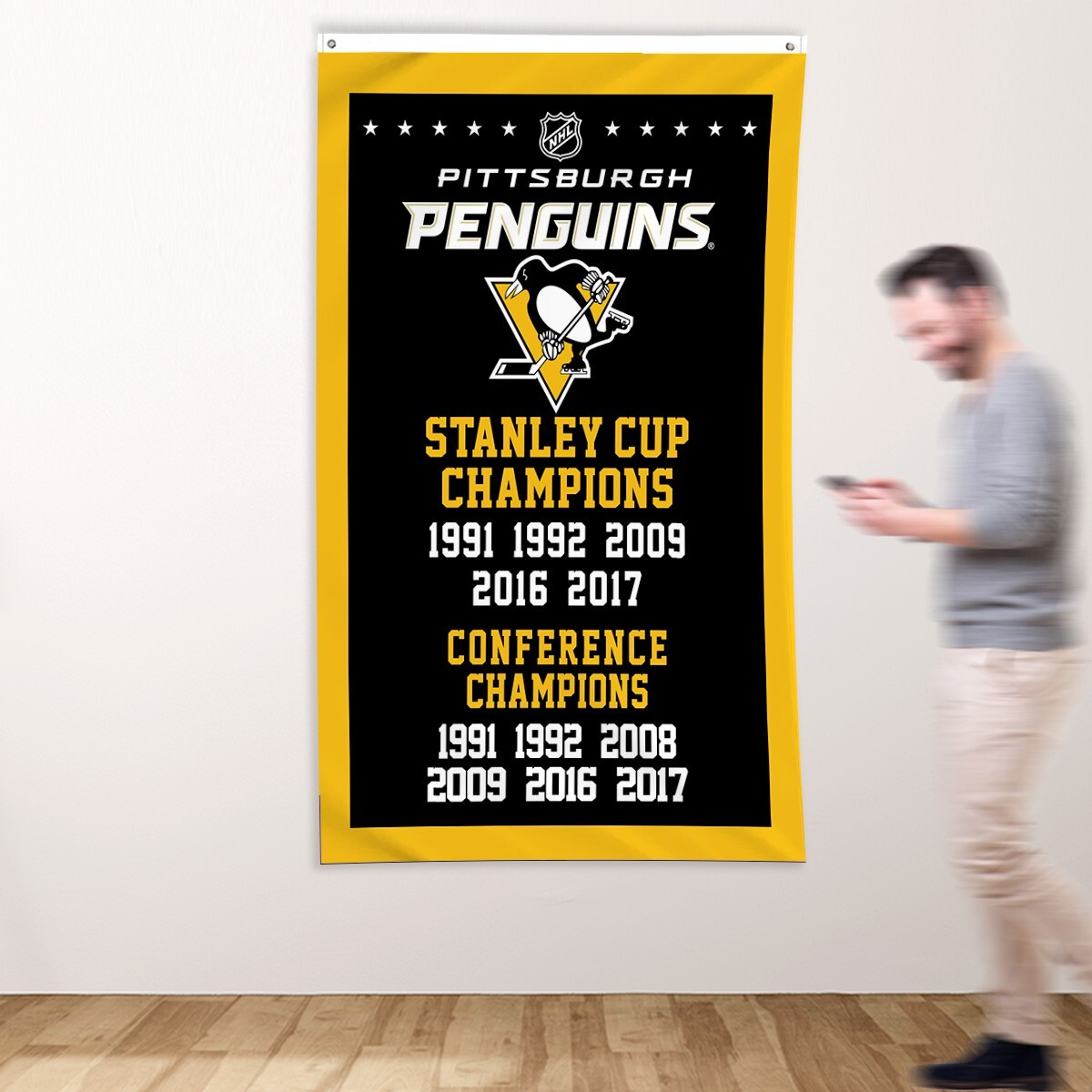 Pittsburgh Penguins 3×5 ft Banner Hockey NHL Stanley Cup Champions Flag