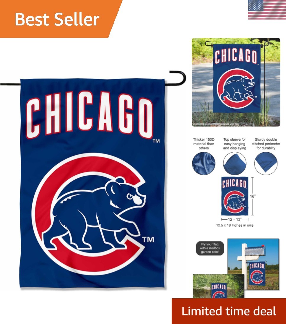 18×12.5 Chicago Cubs Double-Sided Garden Flag – Ideal for Home & Garden Decor