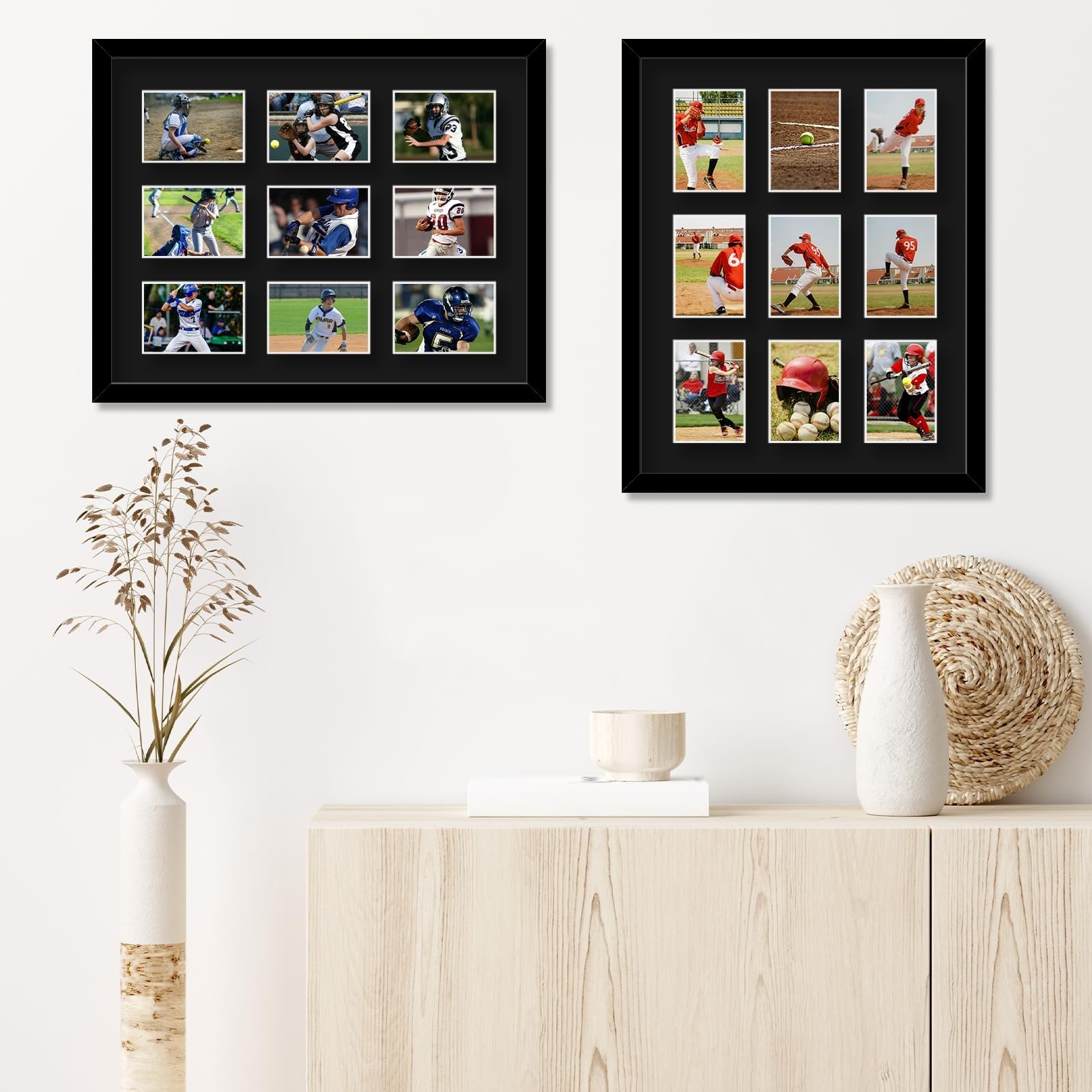 9-Card Trading Card Display Frame – Wall Mount for Sports Collectors, Black