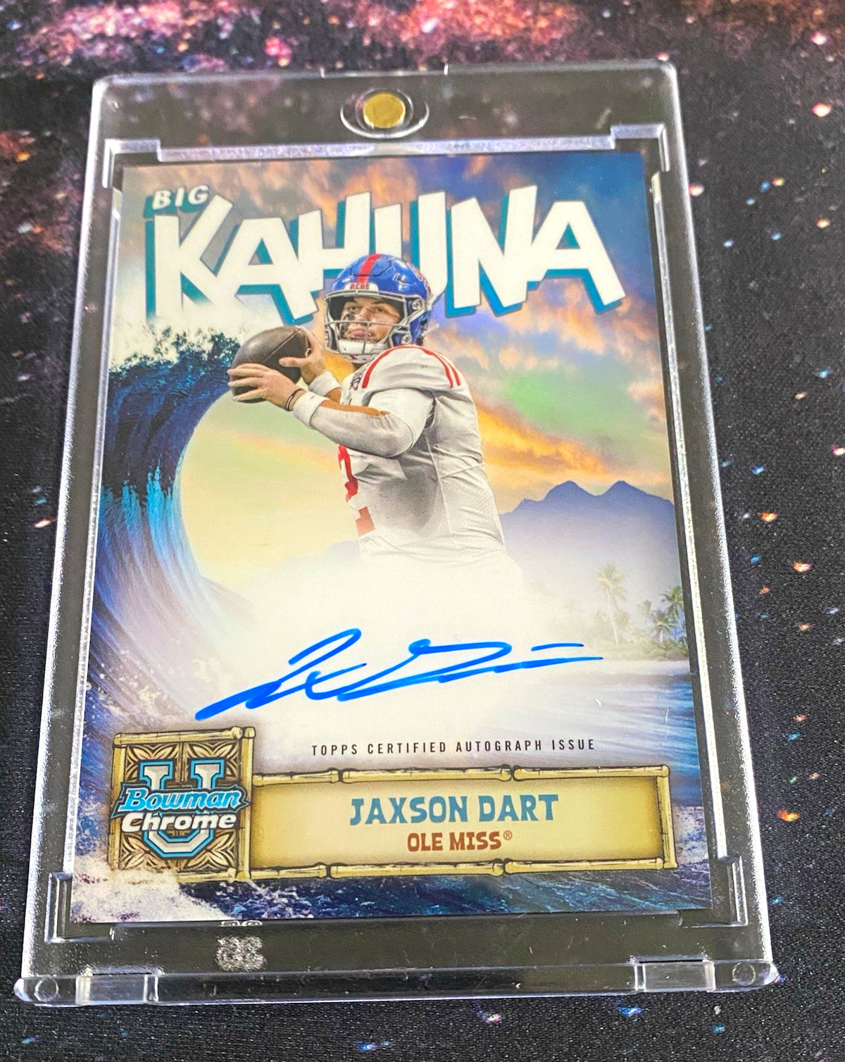 Topps 2024 Bowman University Chrome Big Kahuna On CardAuto Jaxson Dart BK-JD