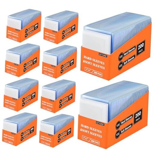 2000 Card Sleeves, Clear Hard Sleeves for Cards, 1000 pcs + 1000 pcs Clear