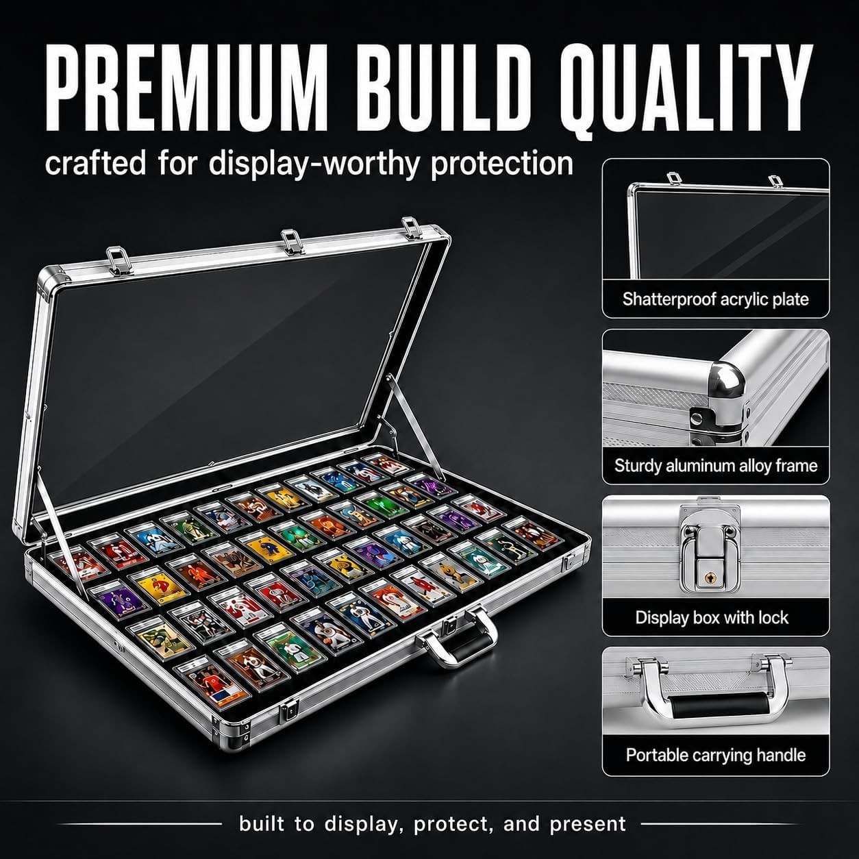 Card Show Display Case Large Aluminum 34″X22″ Lockable Trading Card Display