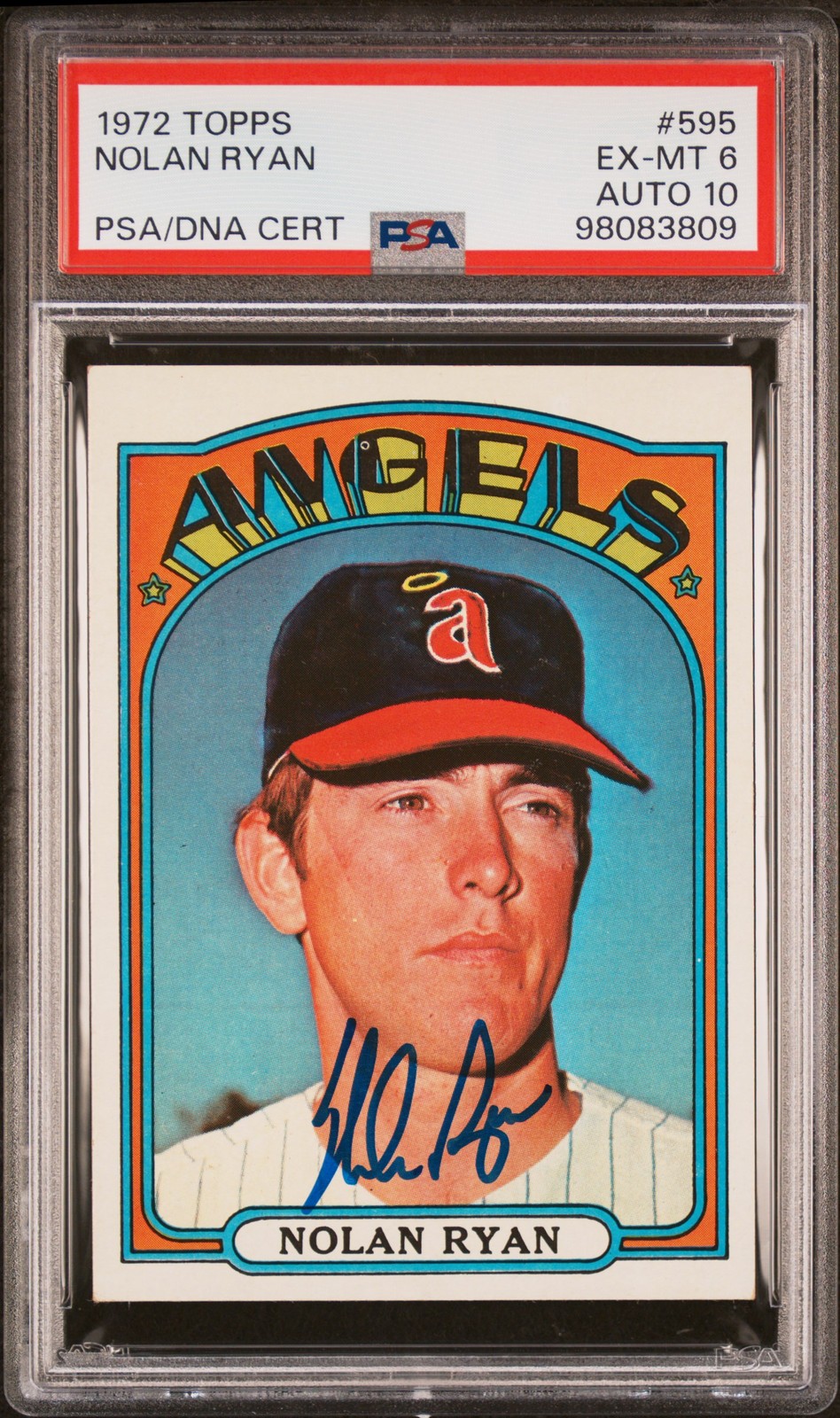 1972 TOPPS #595 NOLAN RYAN PSA 6 AUTO 10