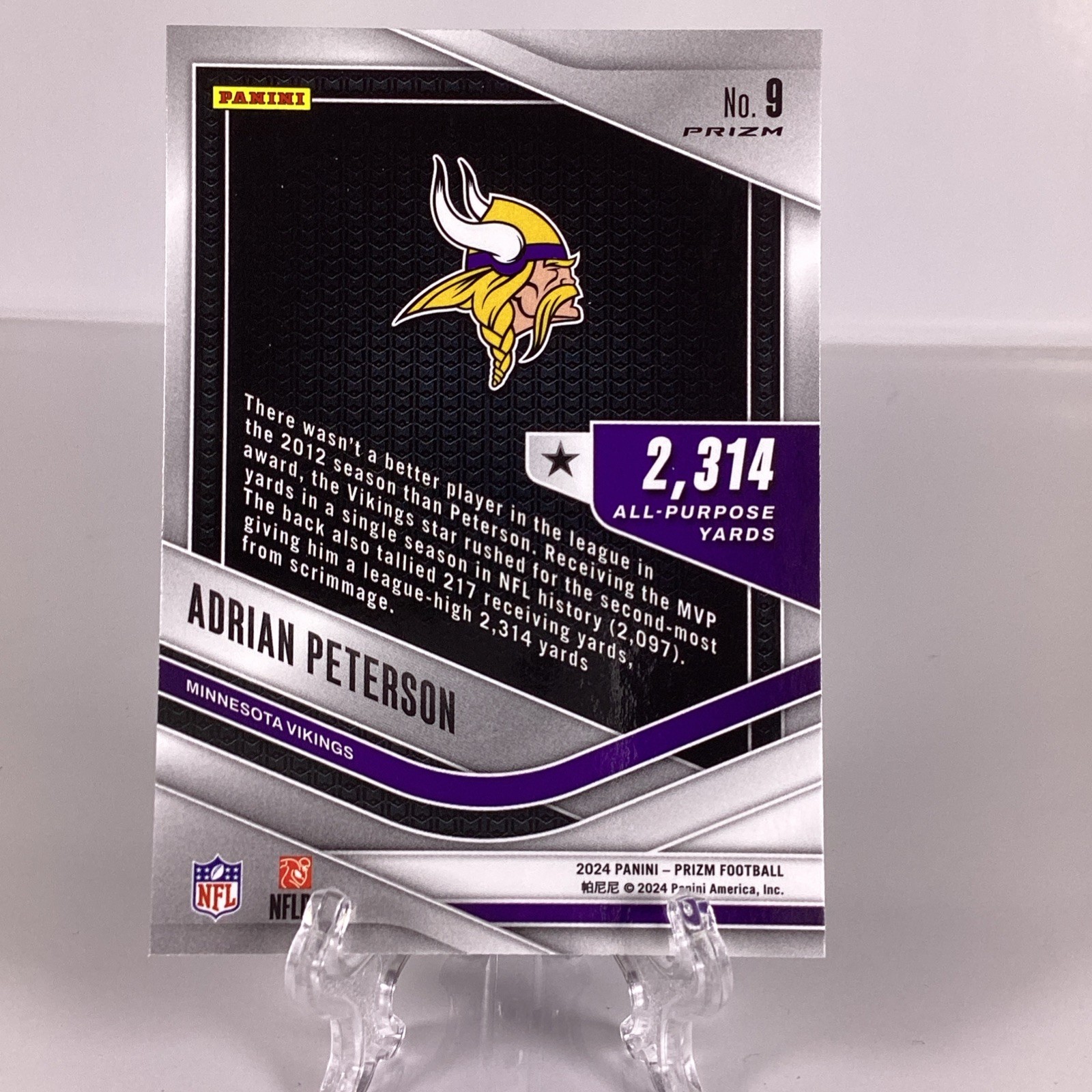 Adrian Peterson All Purpose SIlver Prizm 2024 Panini Prizm Minnesotav Vikings