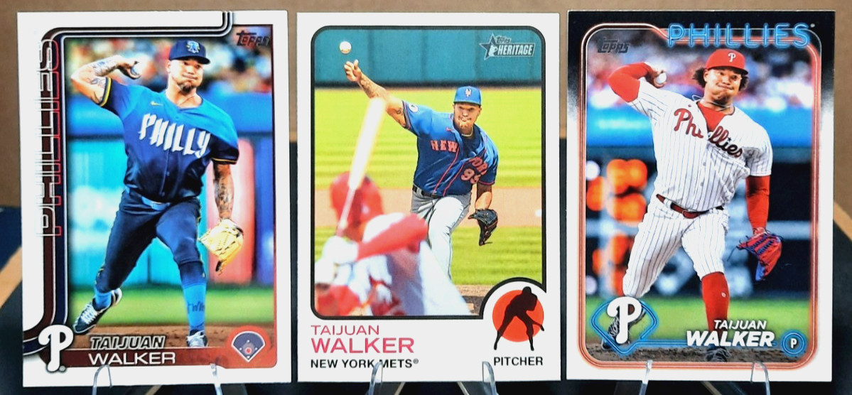 Taijuan Walker 3 Card Lot-2022 Heritage #126/2024 Topps #643/2025 Topps #351