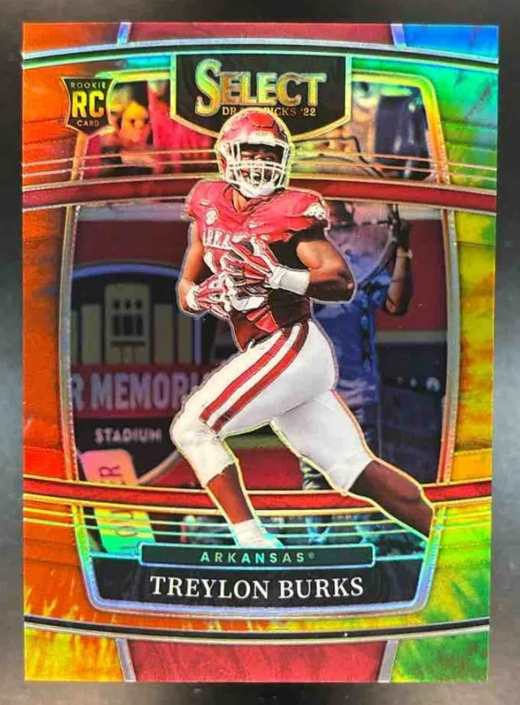 2022 Panini Select Draft Picks Treylon Burks Tye Die 1/25 #6 RC Razorbacks