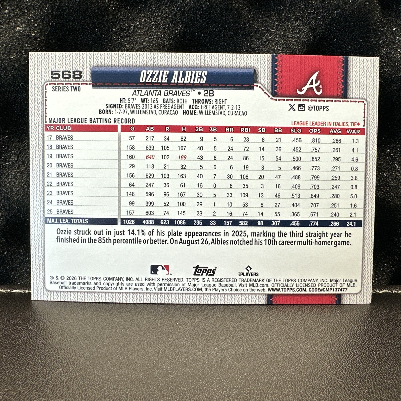 2026 Topps Series 2 #568 Ozzie Albies Rainbow Foil Atlanta Braves