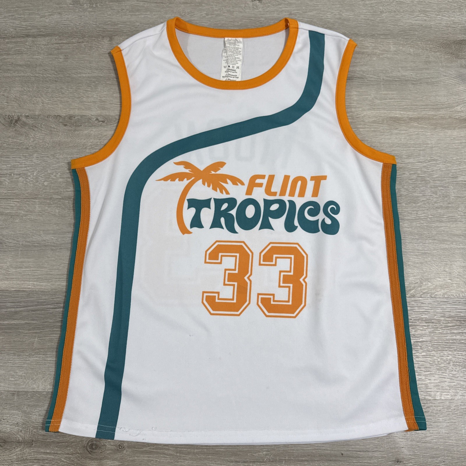 Flint Tropics Basketball Jersey Jackie Moon White Orange One Size Movie