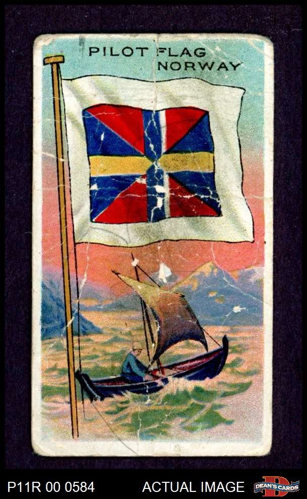 1911 Flags of All Nations T59 Norway Pilot Flag 1 – POOR