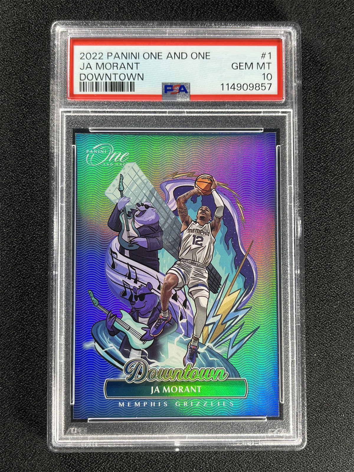 2022-23 Panini One And One Ja Morant #1 Downtown Case Hit SSP PSA 10 Gem Mt