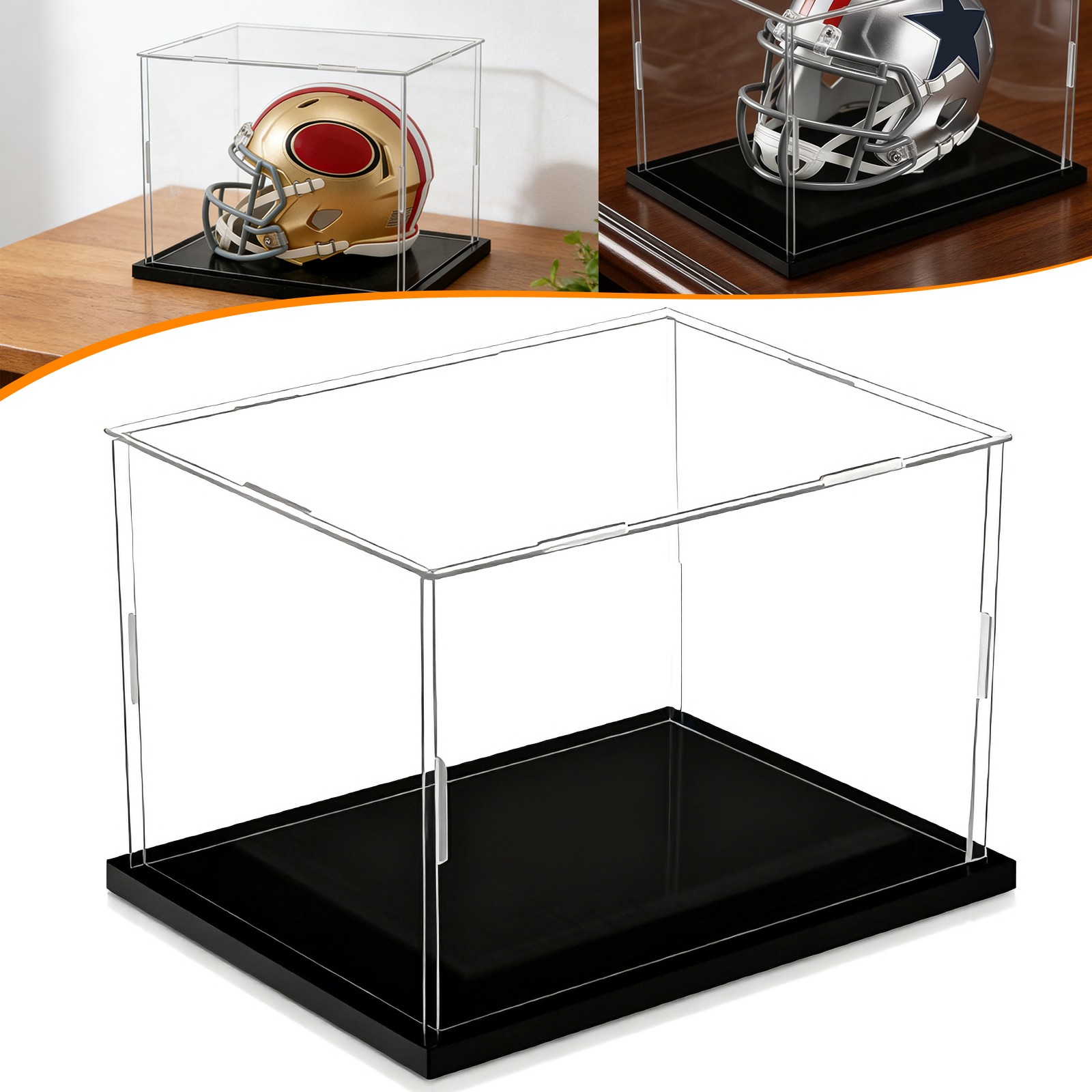 Mini Helmet Display Case with UV Protection for 1:2 Scale Football Baseball