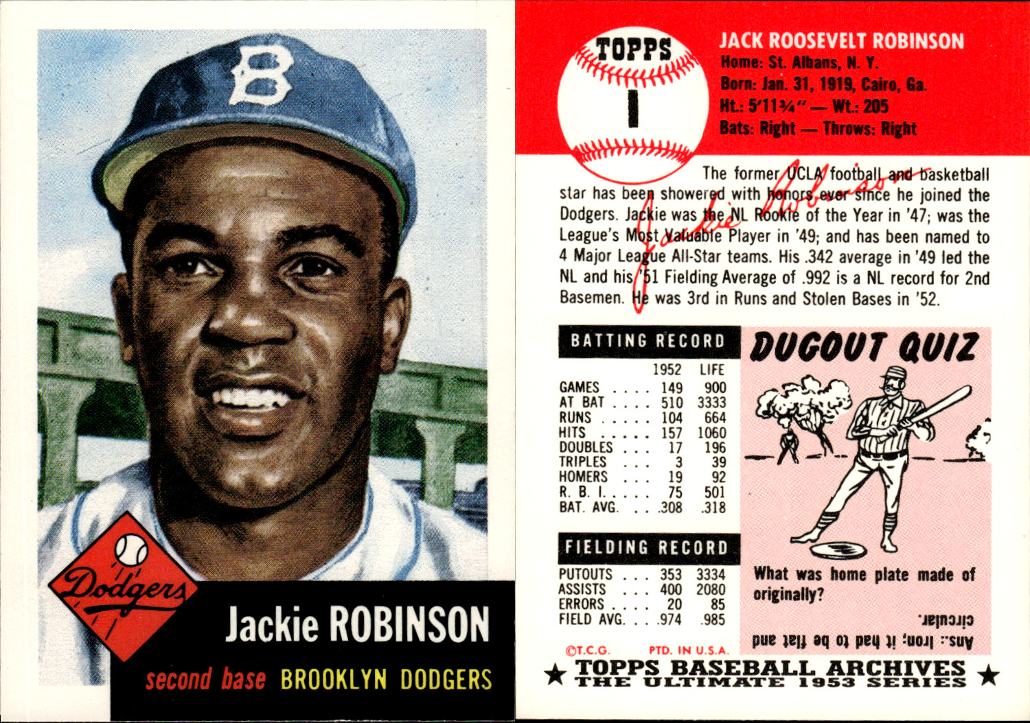1991 Topps Archives – 1953 Topps Reprints Base #1-250 ~ Choose Your Card