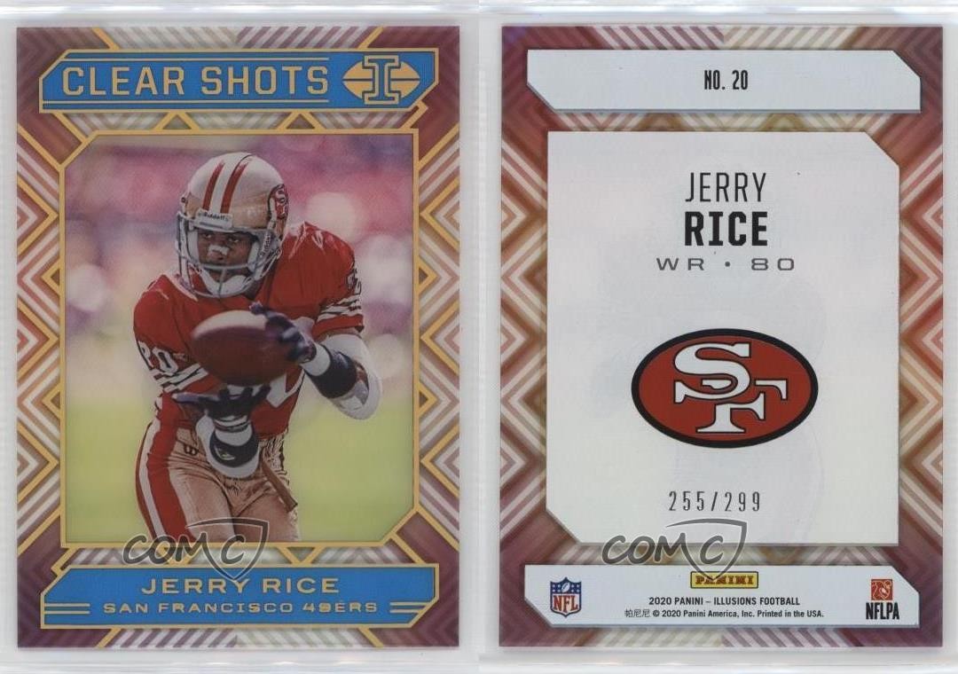 2020 Panini Illusions Clear Shots Light Blue 255/299 Jerry Rice #20 HOF 0i1b