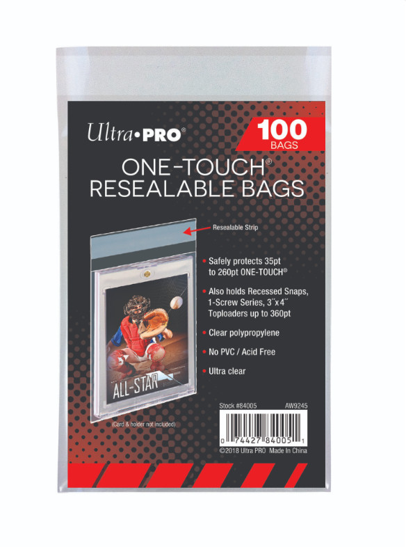 (Pack of 100) Ultra Pro One-Touch Resealable Bags Sleeves For Card Holders