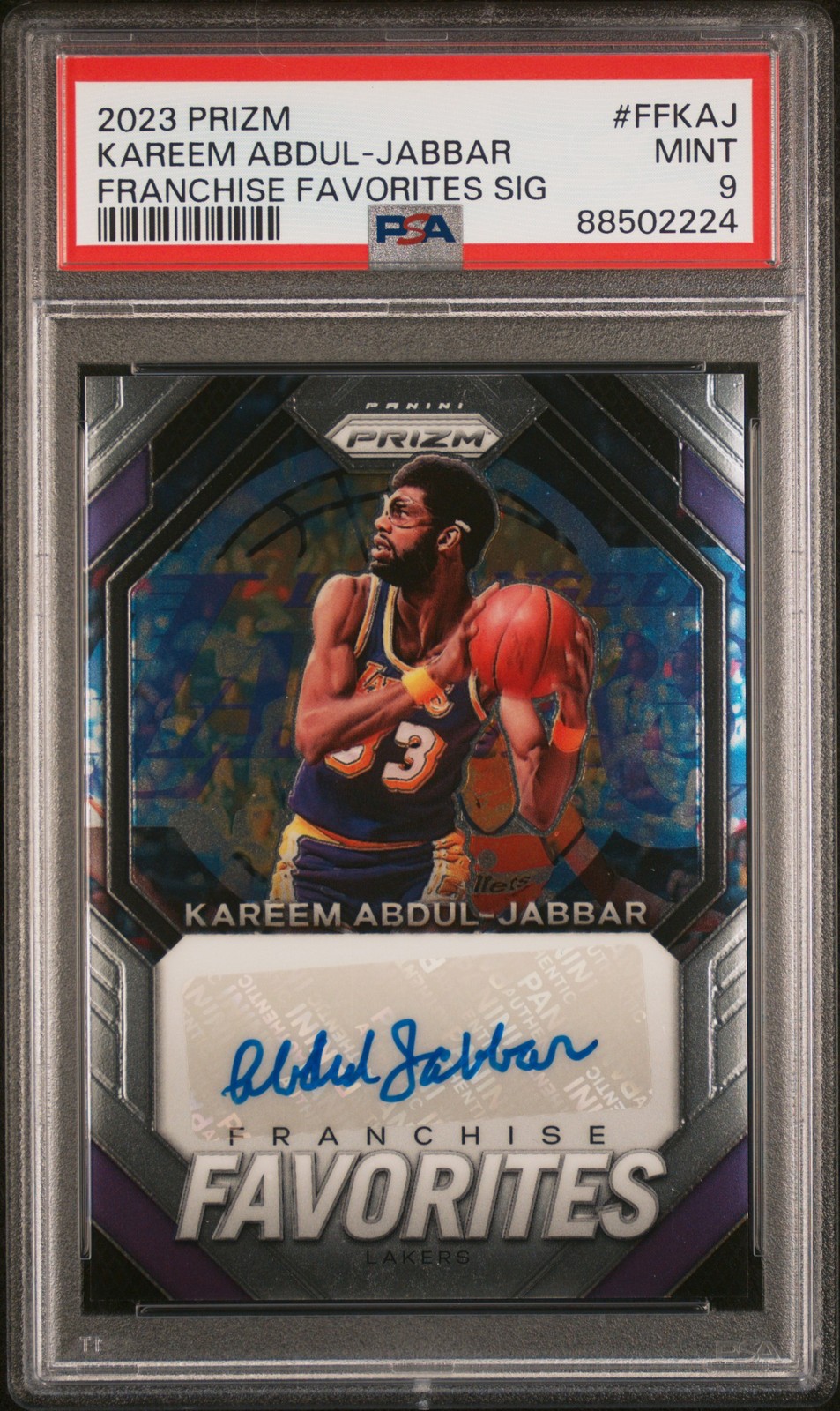 2023 Panini Prizm #FFKAJ Kareem Abdul-Jabbar Franchise Favorites Auto PSA 9