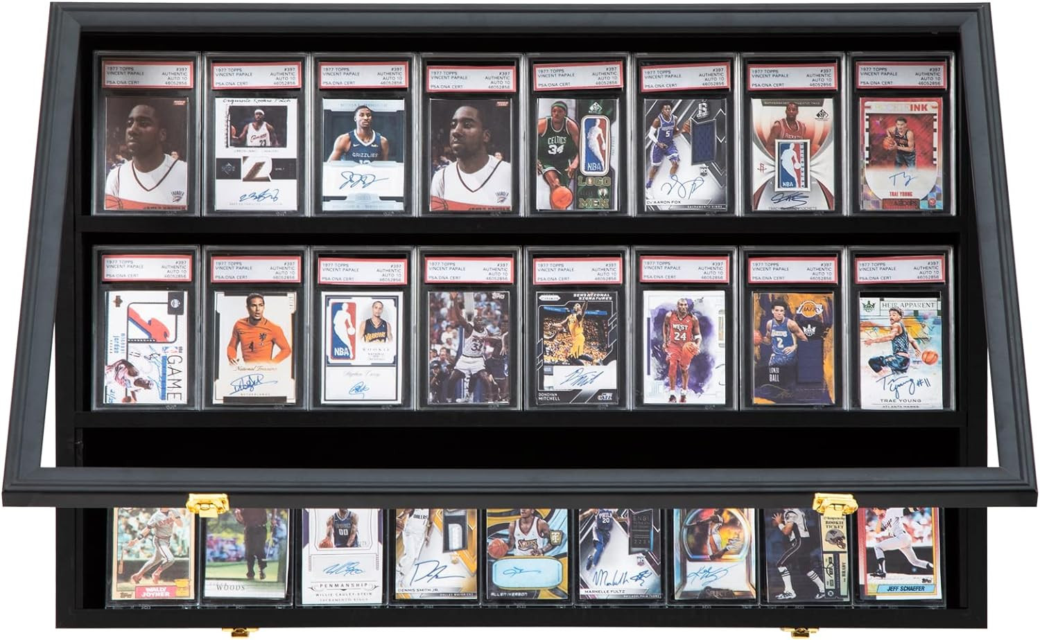 Baseball Card Display Case 24 Graded Sport Card Display Case Wall Mount with Cle