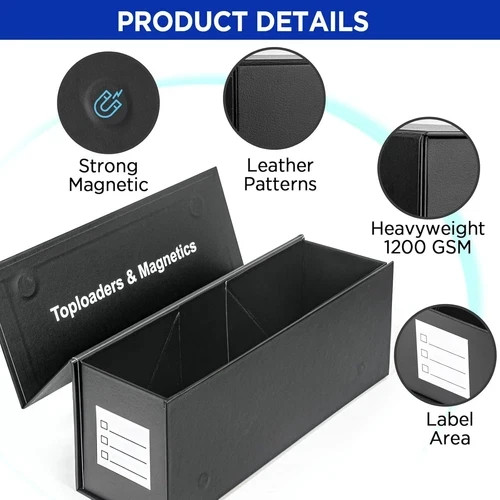 Top Loaders Storage Box for Trading Cards, Vertical Magnetic Closure Sports Card