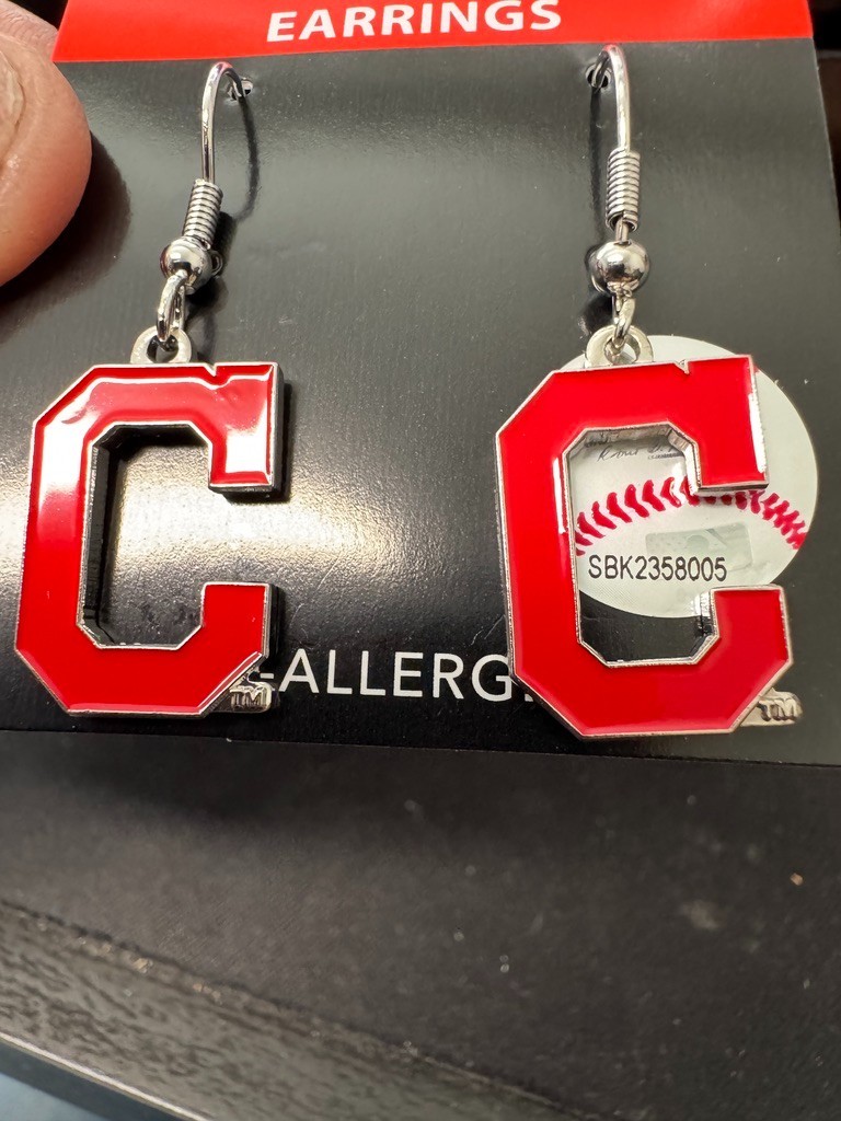 MLB Cleveland Guardians Dangle Logo Earrings Hypo Allergenic Indians