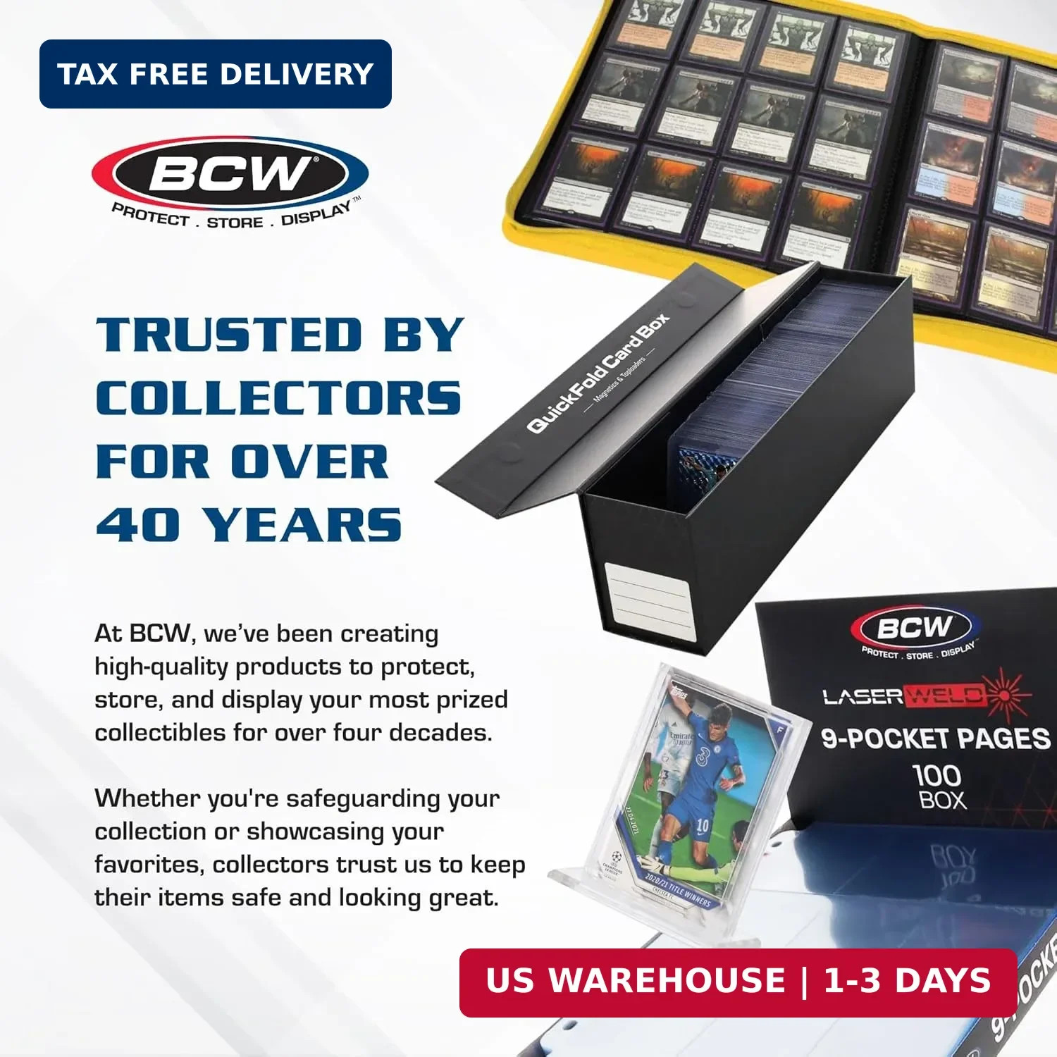 BCW 138 PT. Thick Card Topload Holder – Pack of 50 | Durable Rigid PVC Toploader