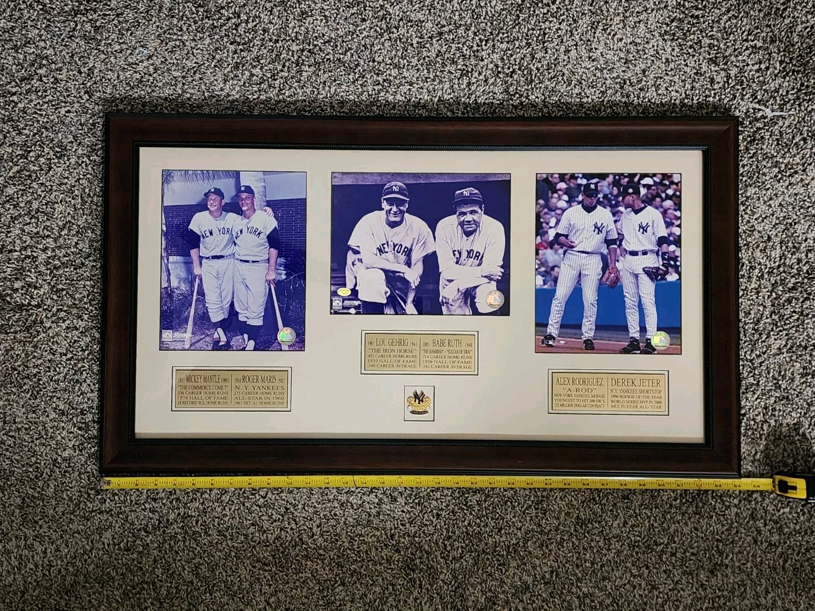 NY Yankees 3 Generations; Mantle & Maris, Gehrig & Ruth, A. Rod & Jeter Collage.