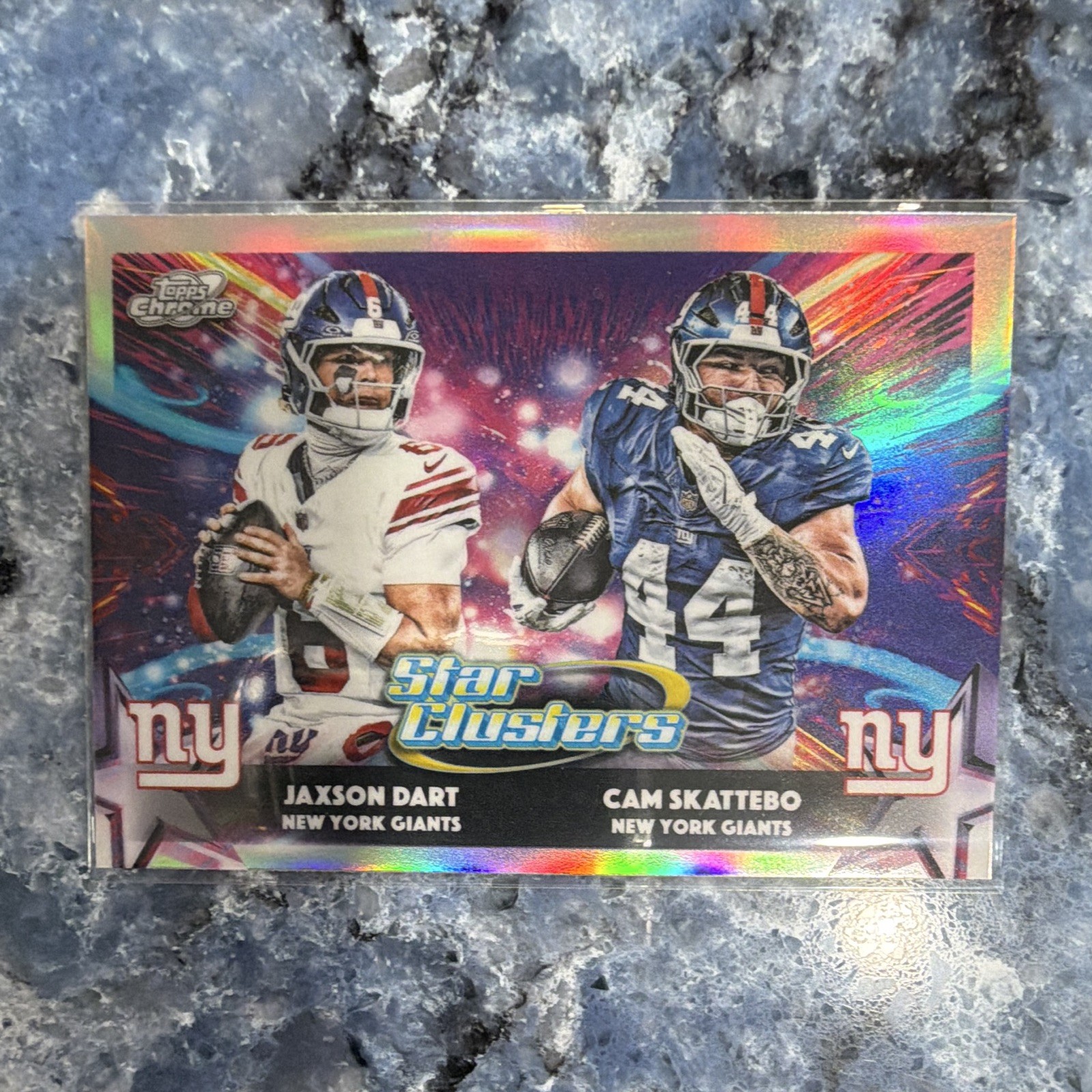 Topps Chrome 2025 Star Clusters Insert SC-14 Jaxson Dart/Cam Skattebo Giants