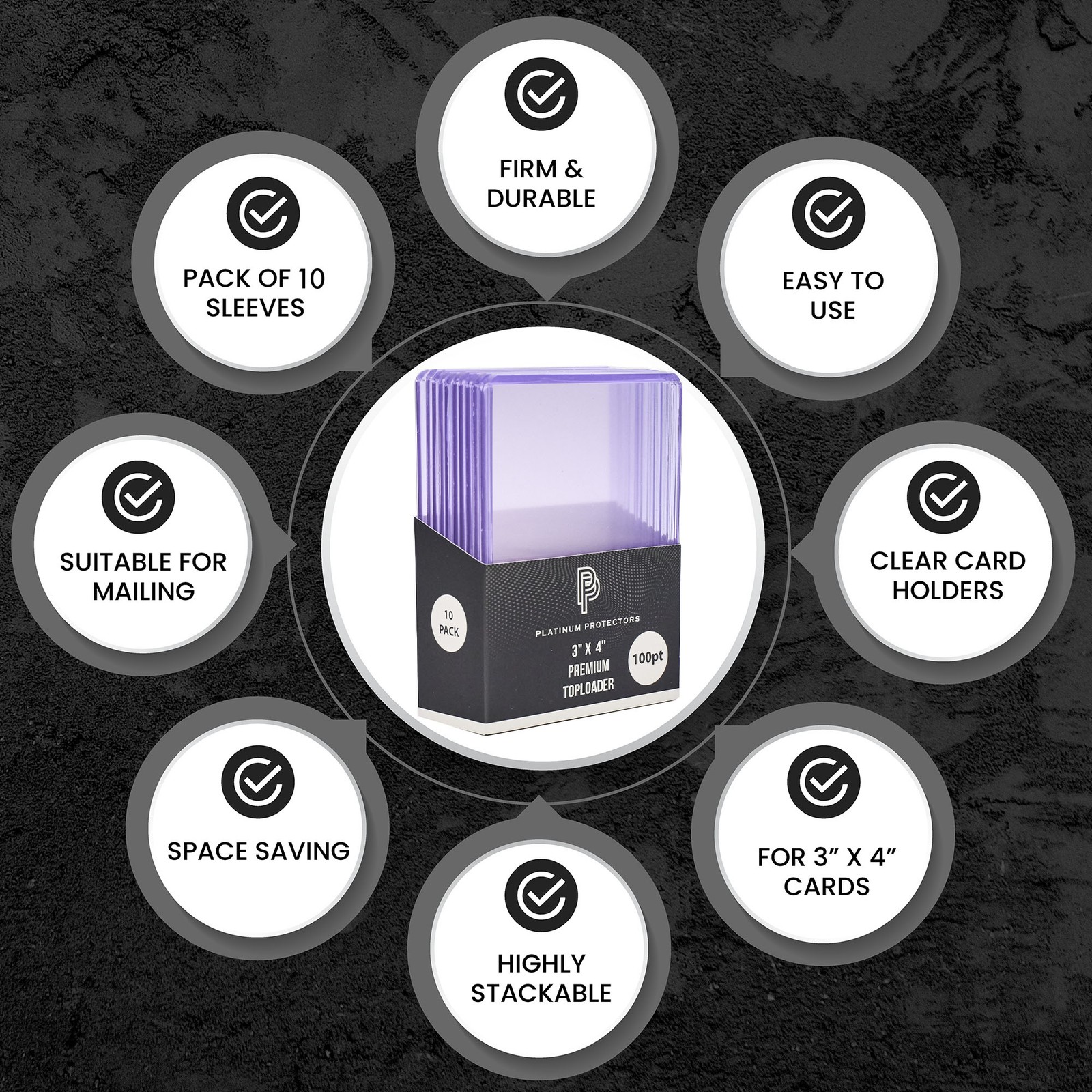 500 – 100pt Top Loaders Full Case Platinum Protectors Premium Thick Toploaders