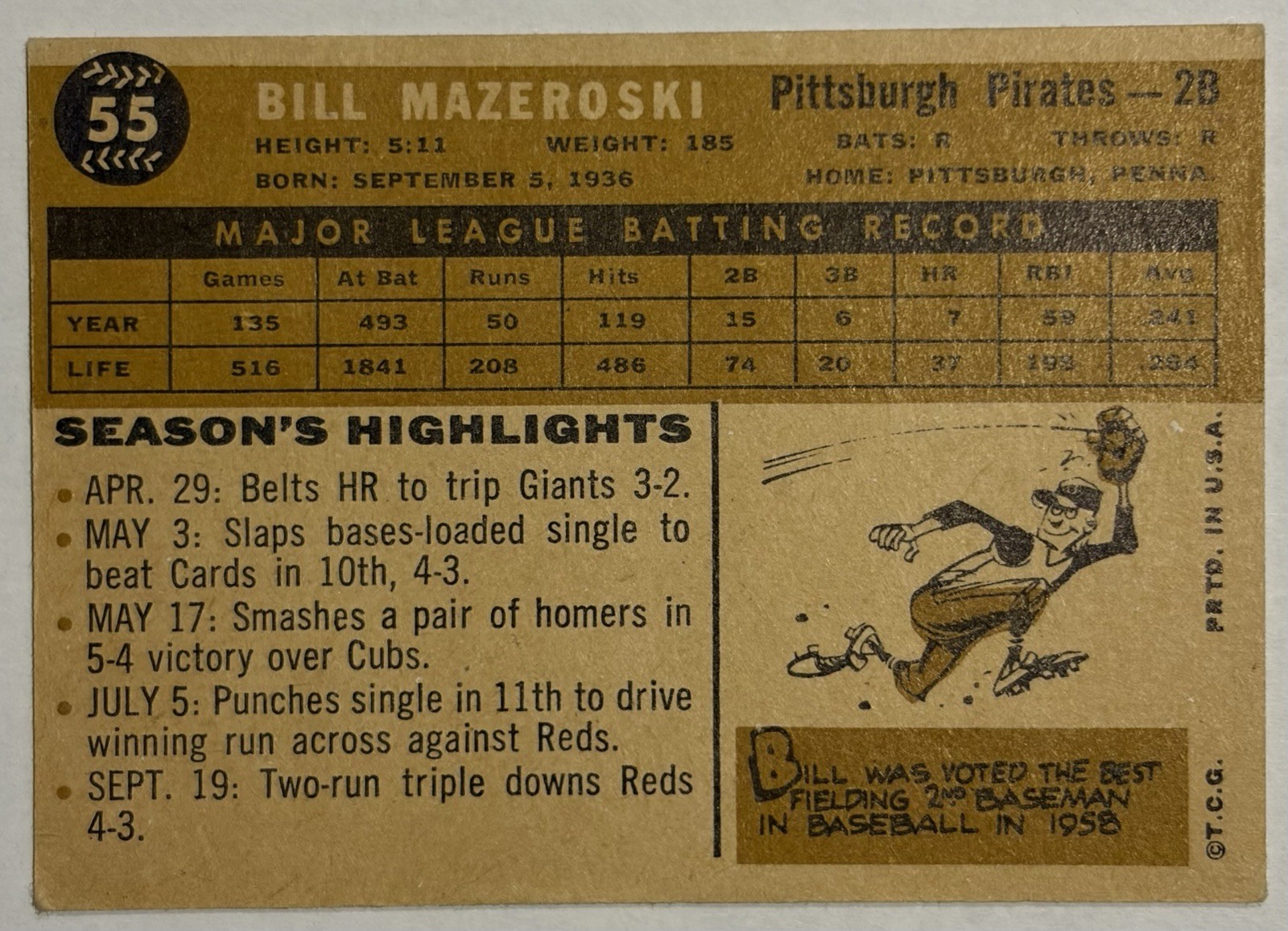 1960 Topps – Bill Mazeroski #55