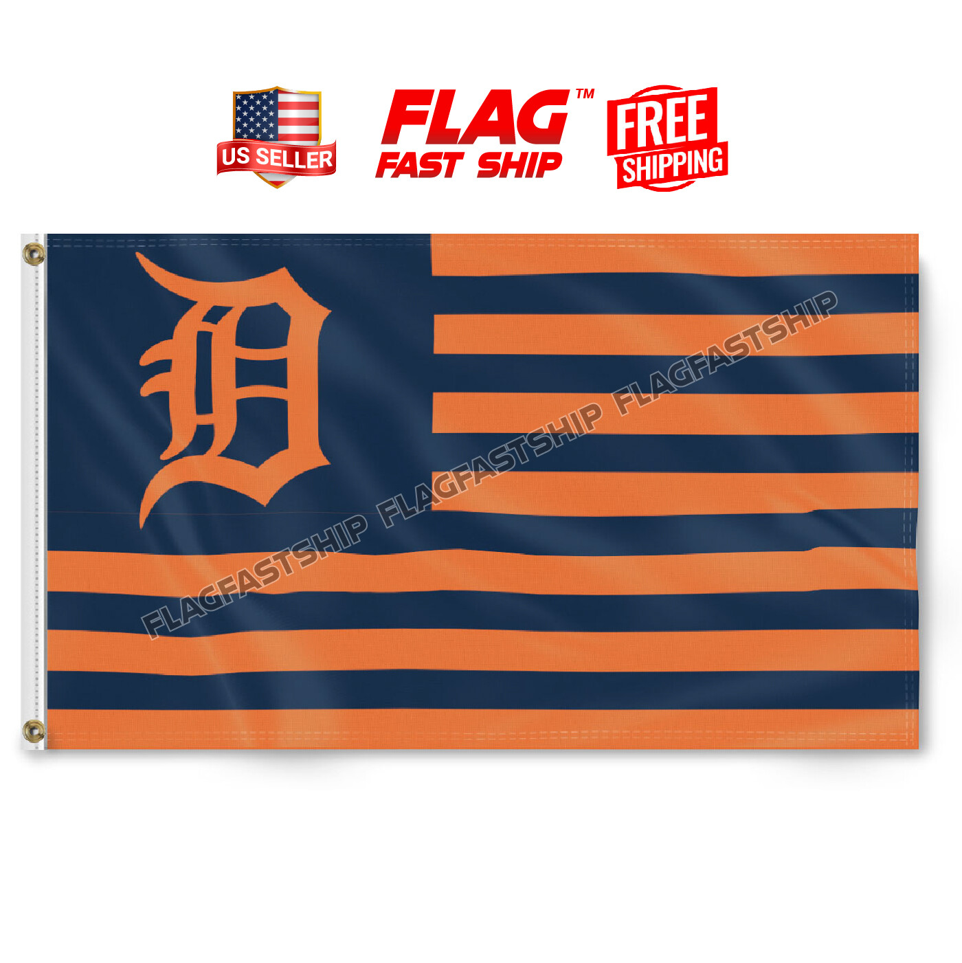 Detroit Tigers Flag 3×5 FT Banner Grommets Cave Man Fast FREE Shipping US Seller